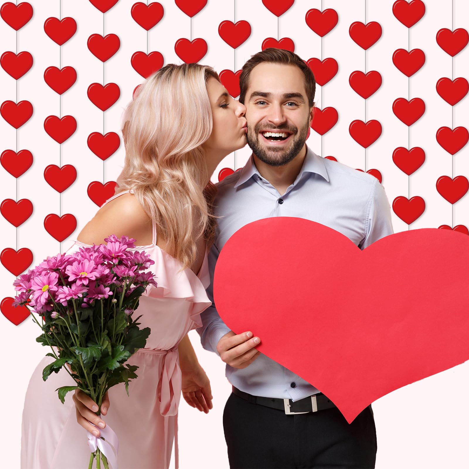 Heart Party Snapklik.com : 8 Pcs Heart Party Decorations Red Heart Paper Garlands ...