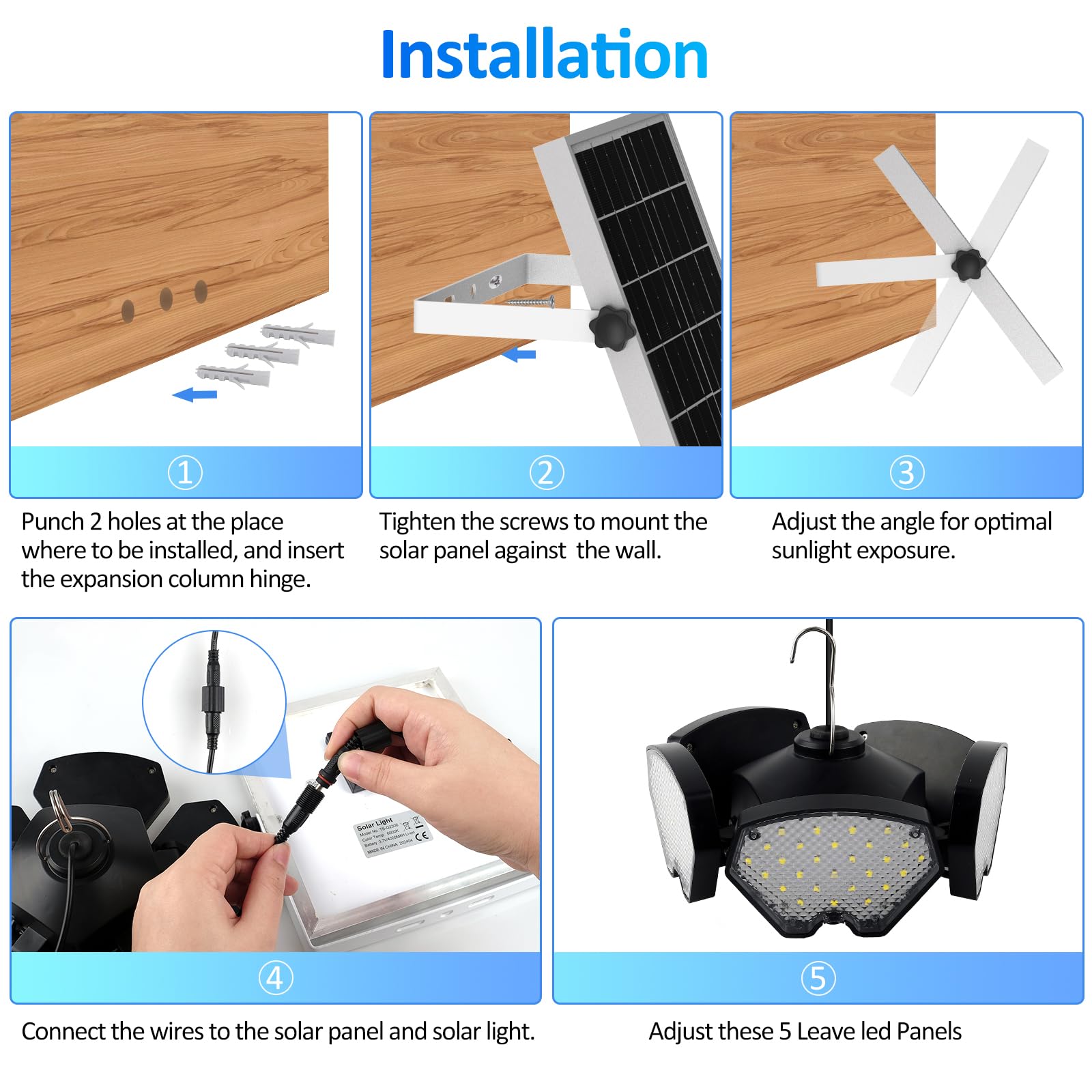 Luce solare per capanno con sensore di movimento, luce per interni con telecomando, 156 LED più luminosi, 5+1 foglie, giorno o notte, impermeabile IP65, per giardino, patio, balcone, fienile, cortile