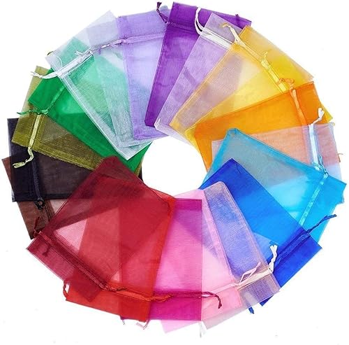 Miniatura 72 de Wudygirl 100 bolsas de organza gris transparente de 5 x 7 pulgadas con cordón transparente, bolsas de joyería para fiestas, bodas, vacaciones