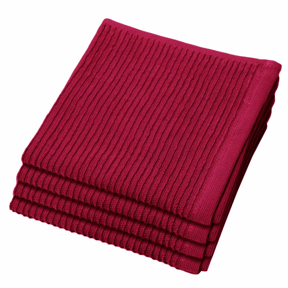 Now Designs Carmine Red Ripple Kitchen Dishcloth, Set Of 4,