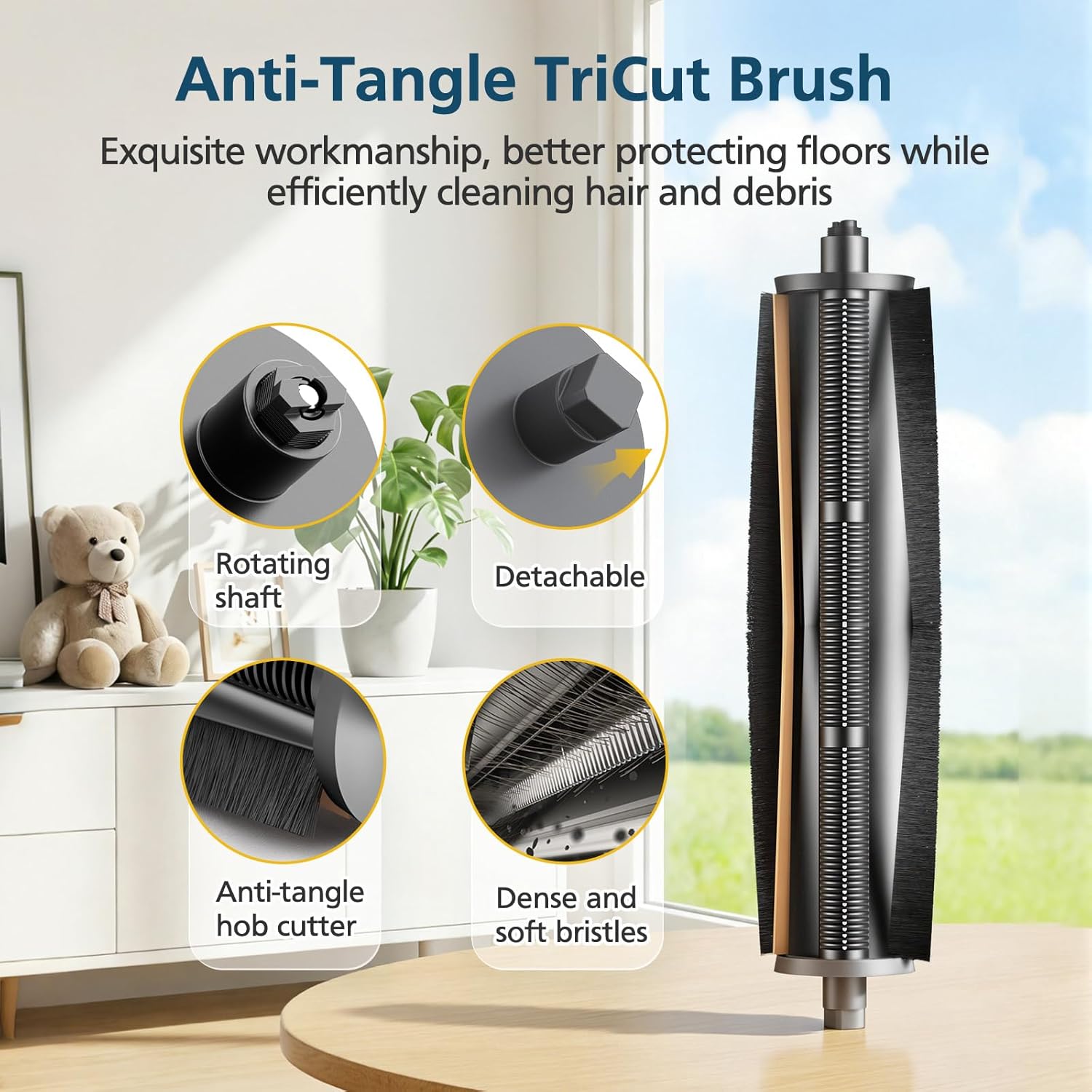 TriCut Brush Accessories for Dreame L40 Ultra (Gen 2)/ X40 Ultra/ D30 Ultra, for MOVA P10 (Gen 2)/ P50 Pro Ultra Robot Vacuum, with 1* TriCut Brush, 8* Mop Pad, 8* Dust Bag, 6* Filter, 6* Side Brush