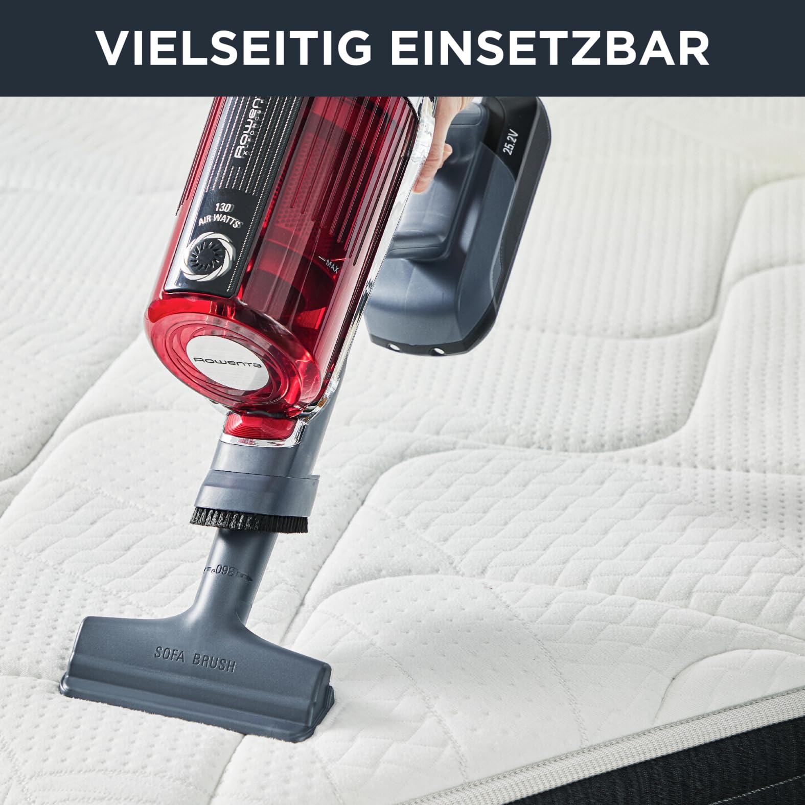 Rowenta X-Force Flex 11.60 Kabelloser Stabstaubsauger, Tierpflege, 130-Watt-Saugleistung, 25,2 V Wechselakku, bis zu 45 Min. Autonomie, Kontrollanzeige,Technologie, LED-Leuchte, Rot-Grau, RH9878WO