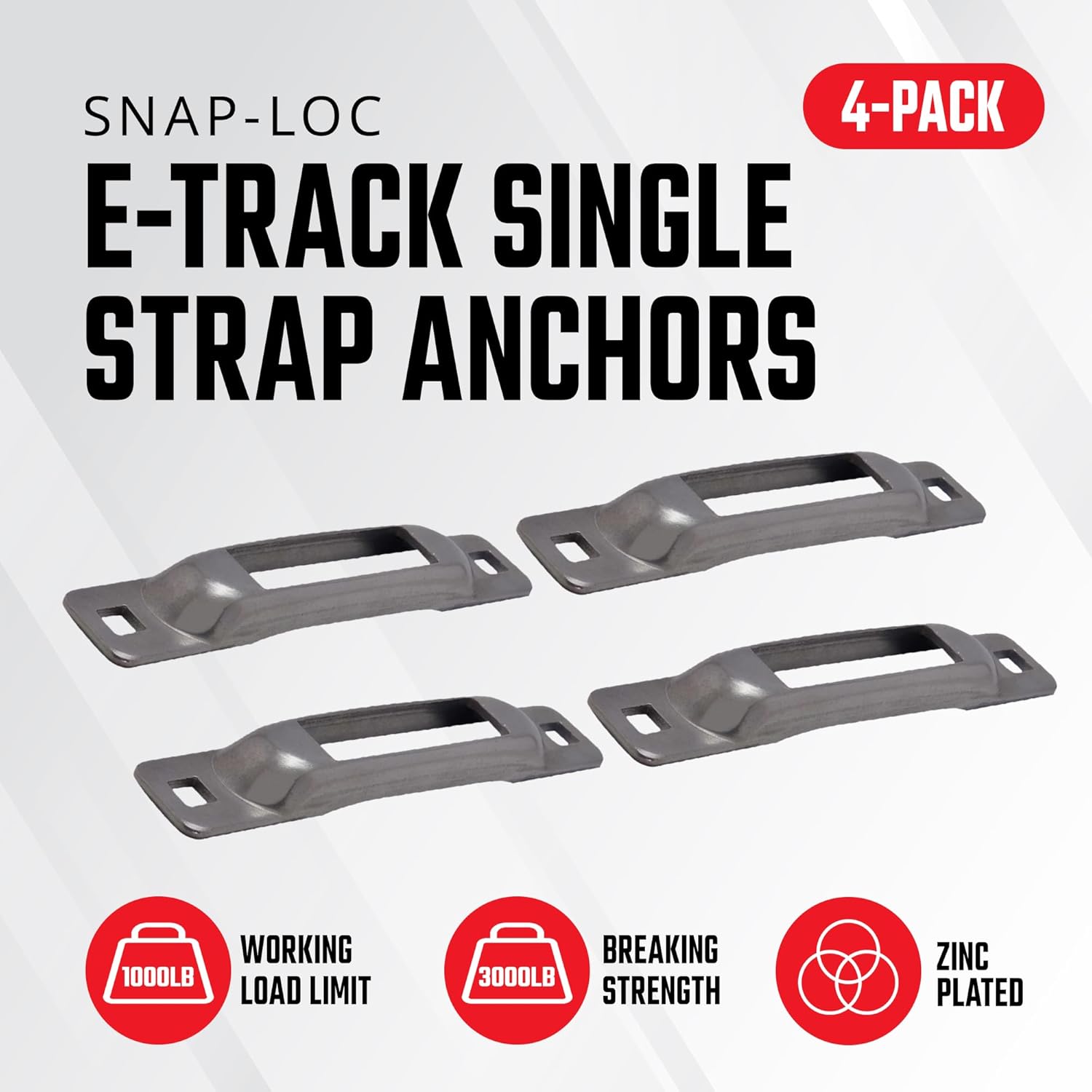 Zinc SNAP-LOC E-Track Single Strap Anchor 4-Pack with Allen Screws