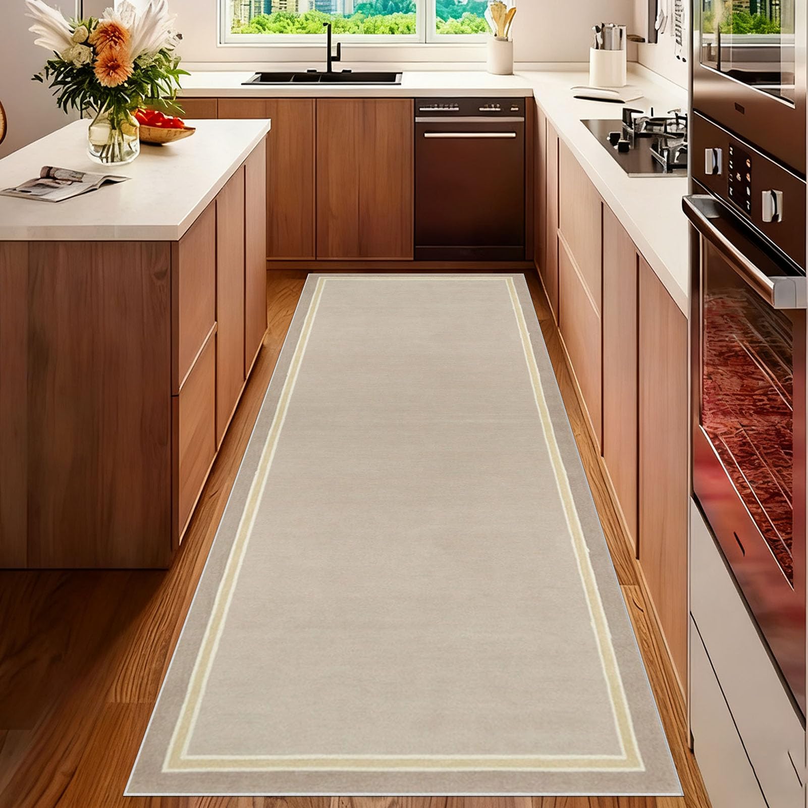 Nqexivo Hallway Runner Rug Long Hall Runner Kitchen Rug Non Slip Washable Absorbent Floor Mat Heavy Duty Narrow Carpet Runner 40 x 180 cm for Hallways Entryway Laundry Room