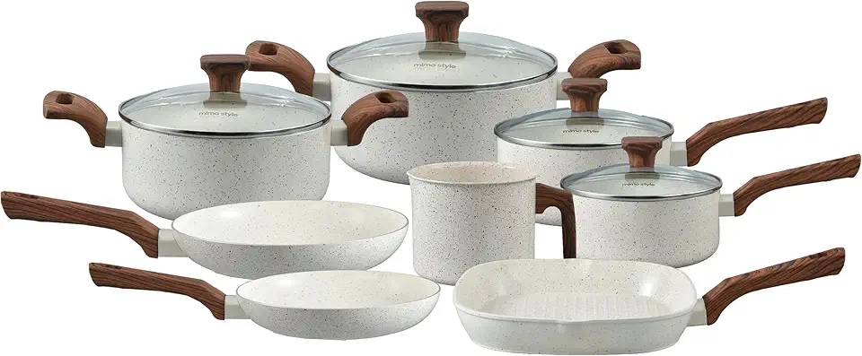 Mimo Style, Conjunto de 8 Panelas Pratic Cook Marmol Compatível com Fogão por Indução