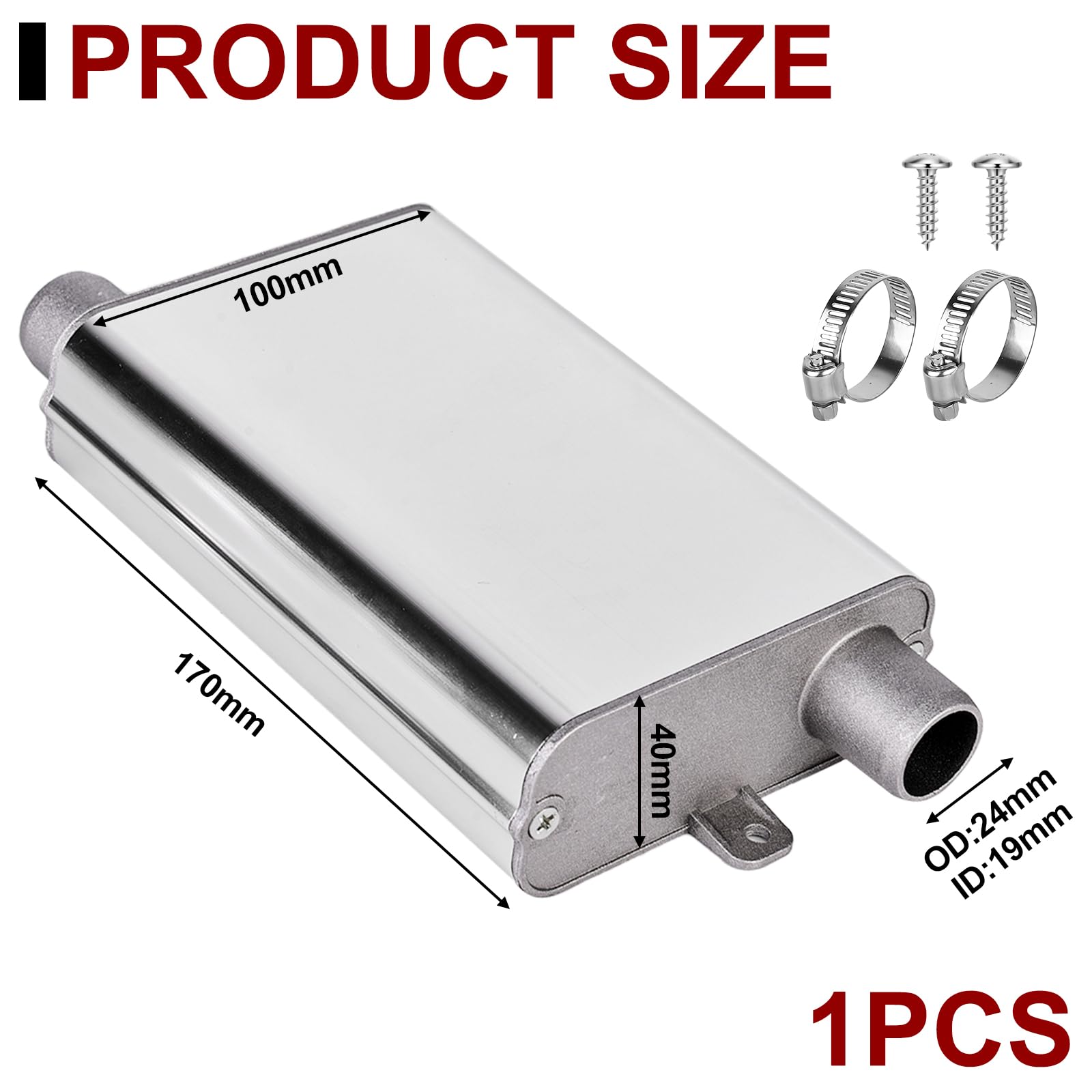 Tłumik, ogrzewanie postojowe ze stopu aluminium, rura wydechowa na olej napędowy, 24 mm, tłumik do awaryjnego agregatu prądu, tłumik do ogrzewania parkingowego, zestaw tłumików