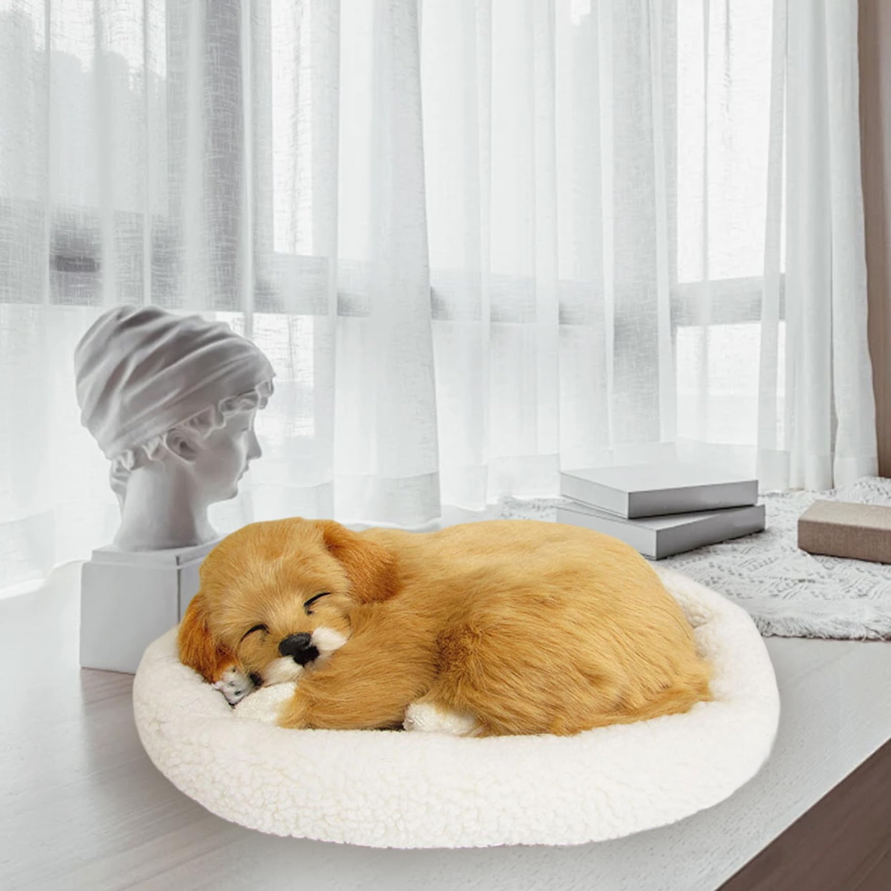 Giocattolo per Cani Che Dorme, Stile Animale di Peluche con respirazione realistica, 1 Ornamento per la casa in Peluche