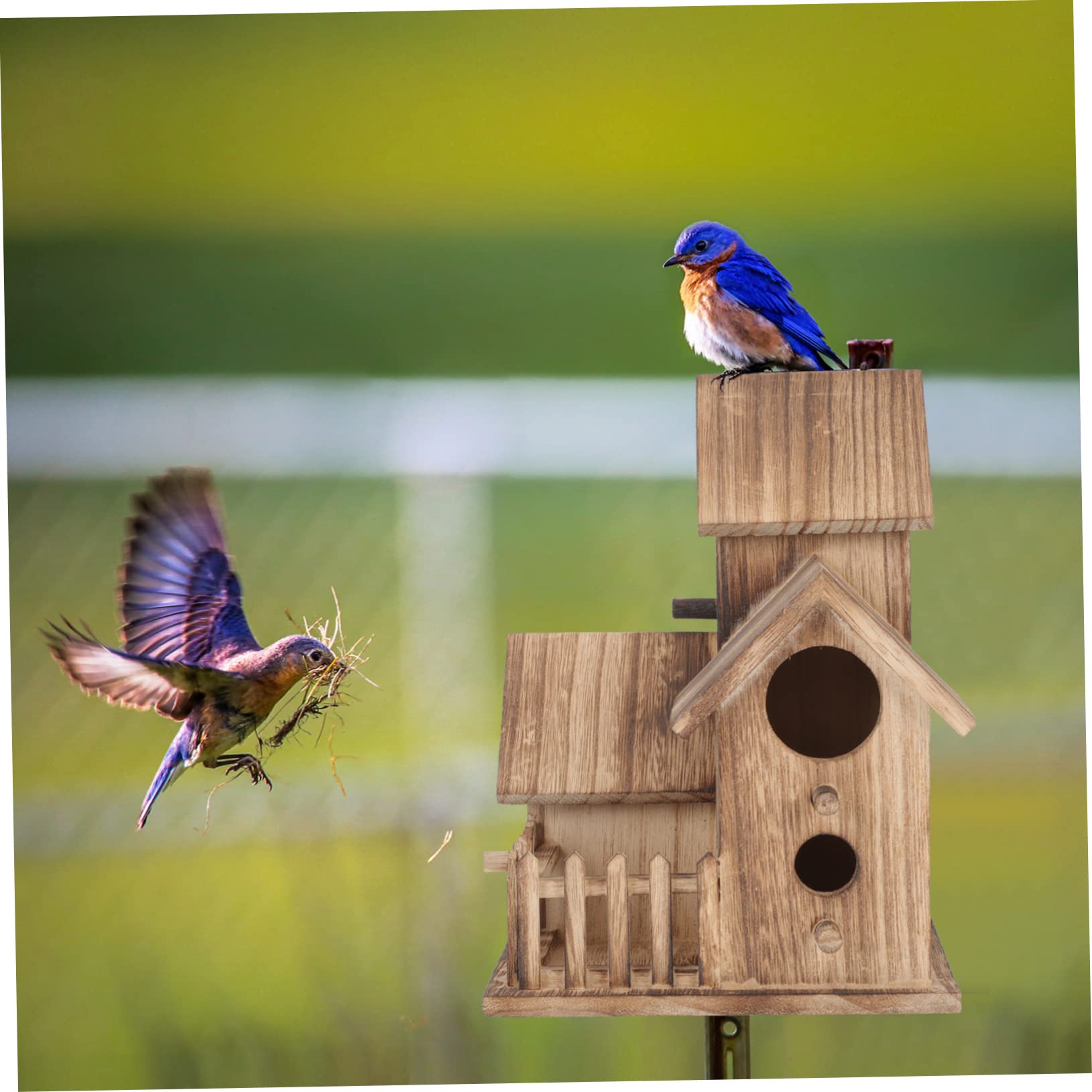 TOYANDONA Villa Nido De Pájaro Casa De Madera para Pájaros Caseta De Cría para Periquitos Uso Jardín o Patio