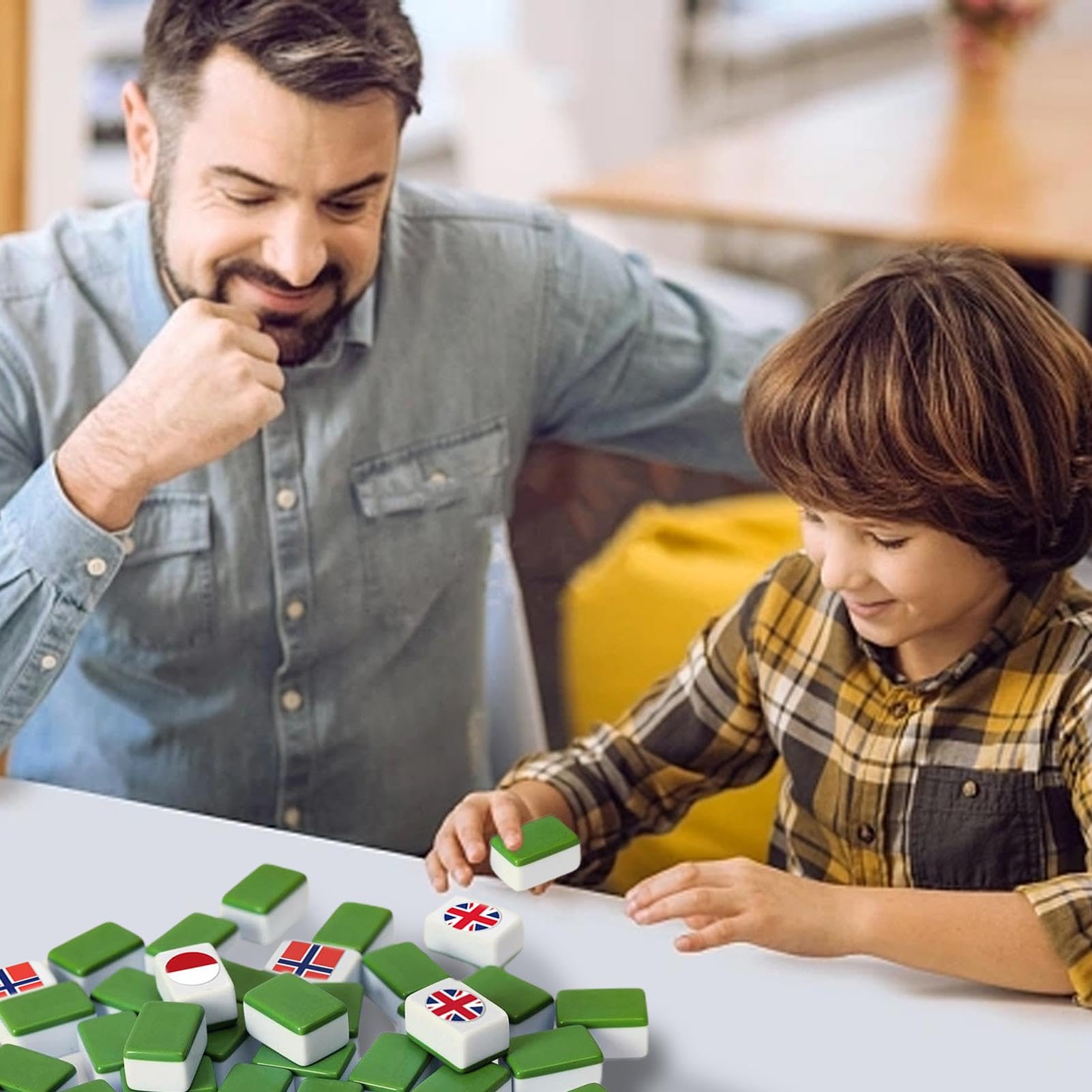 Giochi di Mahjong da viaggio, di carte Mahjong, di puzzle | Mahjong, giochi per feste, da costruzione della bandiera nazionale, set di 64 fiches di Mahjong per
