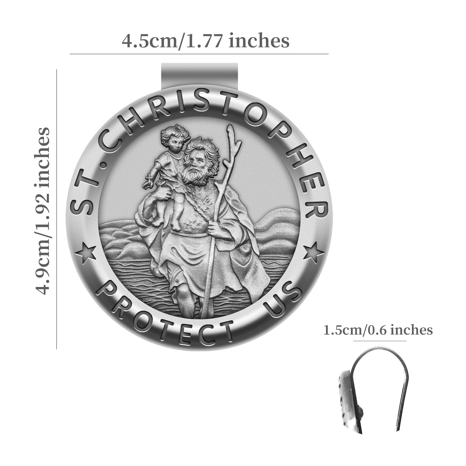 Saint Christopher Medal for Car St Christopher Visor Clip Accessories Bless Driving Safety Religious Gift for Parent Family — view 2