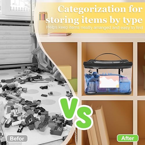 Miniatura 5 de BEBOAN Paquete de 6 bolsas organizadoras de almacenamiento de juguetes para niños, bolsa transparente impermeable de viaje para bloques de