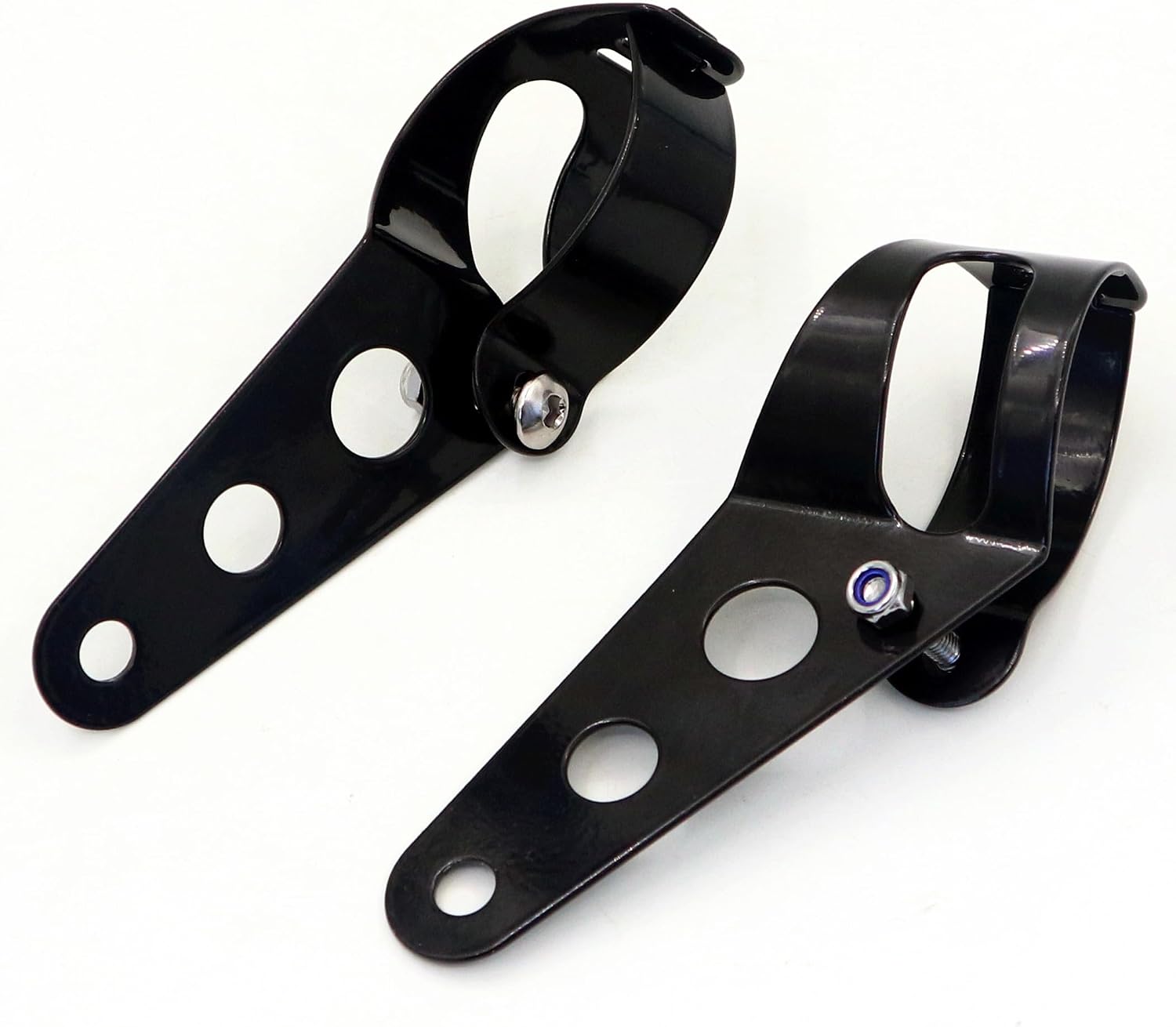 Universal Adjustable Motorcycle Headlight Mounting Bracket, 35mm-43mm, Black Metal, for Motorcycle ATV UTV, Complete Hardware Included
