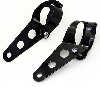 Universal Adjustable Motorcycle Headlight Mounting Bracket, 35mm-43mm, Black Metal, for Motorcycle ATV UTV, Complete Hardware Included