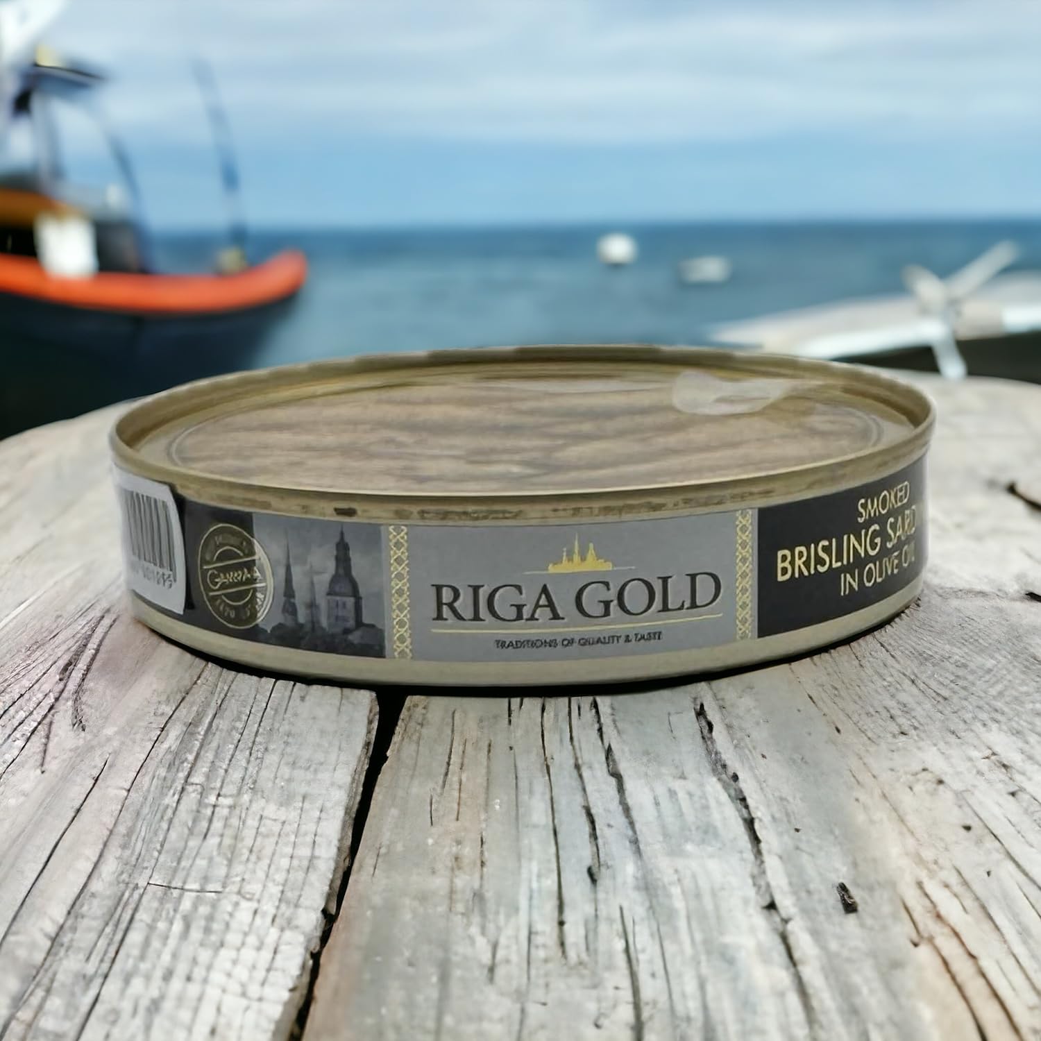 Riga Gold Smoked Brisling Sardines in Olive Oil 4.23 Clear Top ounces (120g) (Pack 6)