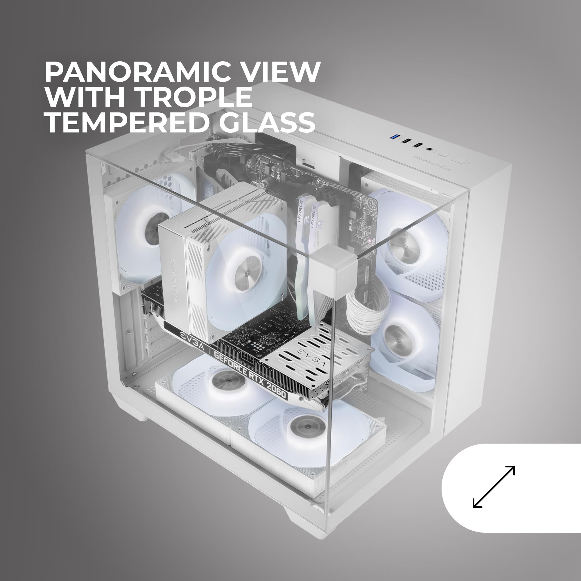 Image secondaire de Boîtier Gaming Compact Mars Gaming MC-VISIONM en Verre Trempé - Mini-Tour MicroATX Blanc