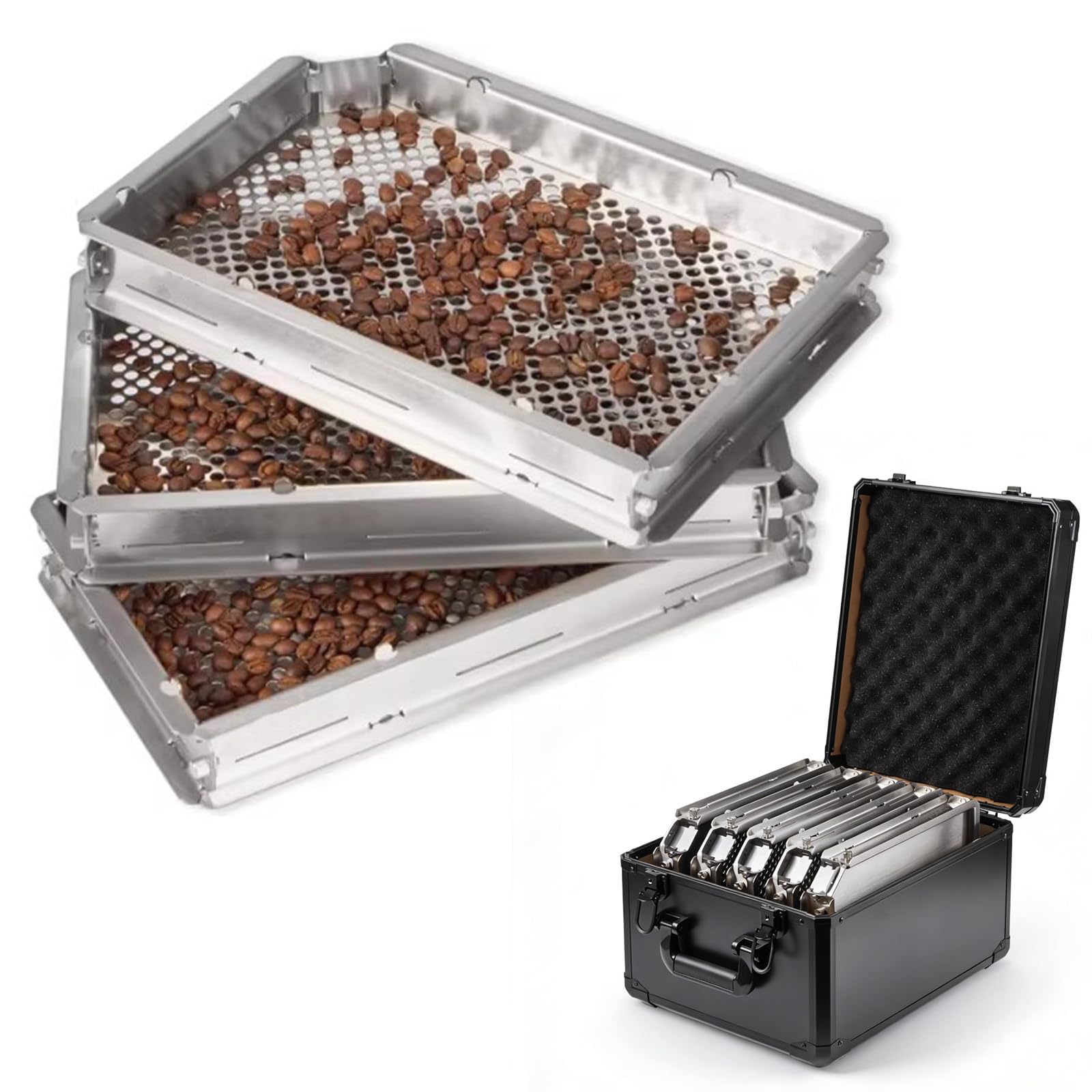 Tamis à grains de café en acier inoxydable - Tamis de précision à trou rond - Avec valise, amovible et facile à transporter - Pour la pâtisserie, la maison, le café