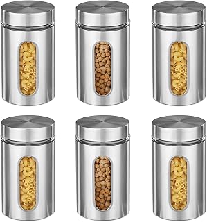 Amazon Brand - Solimo Oval Window Steel Jacketed Glass Jar | Multipurpose Kitchen Organizer With See-Through Window | 1200... Price In India