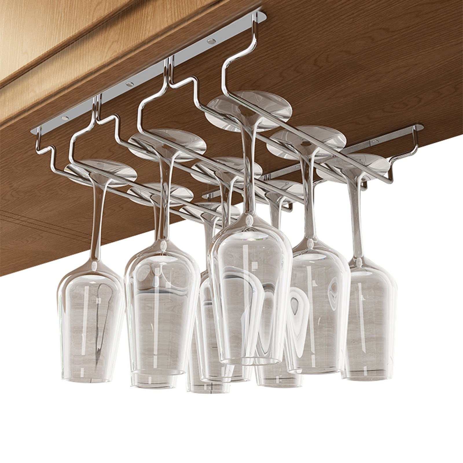 Ele Wine s Rastrelliera da appendere a 3 file, per casa, bar, cantina, larghezza 28 cm