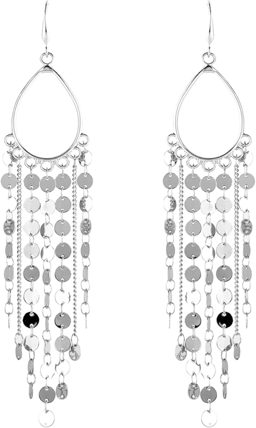 Bohemian Boho Tassel Dangle Drop Earrings for Women – Lightweight Filigree Gypsy Coin Chandelier Disc Charm Hoops – included Gift Box