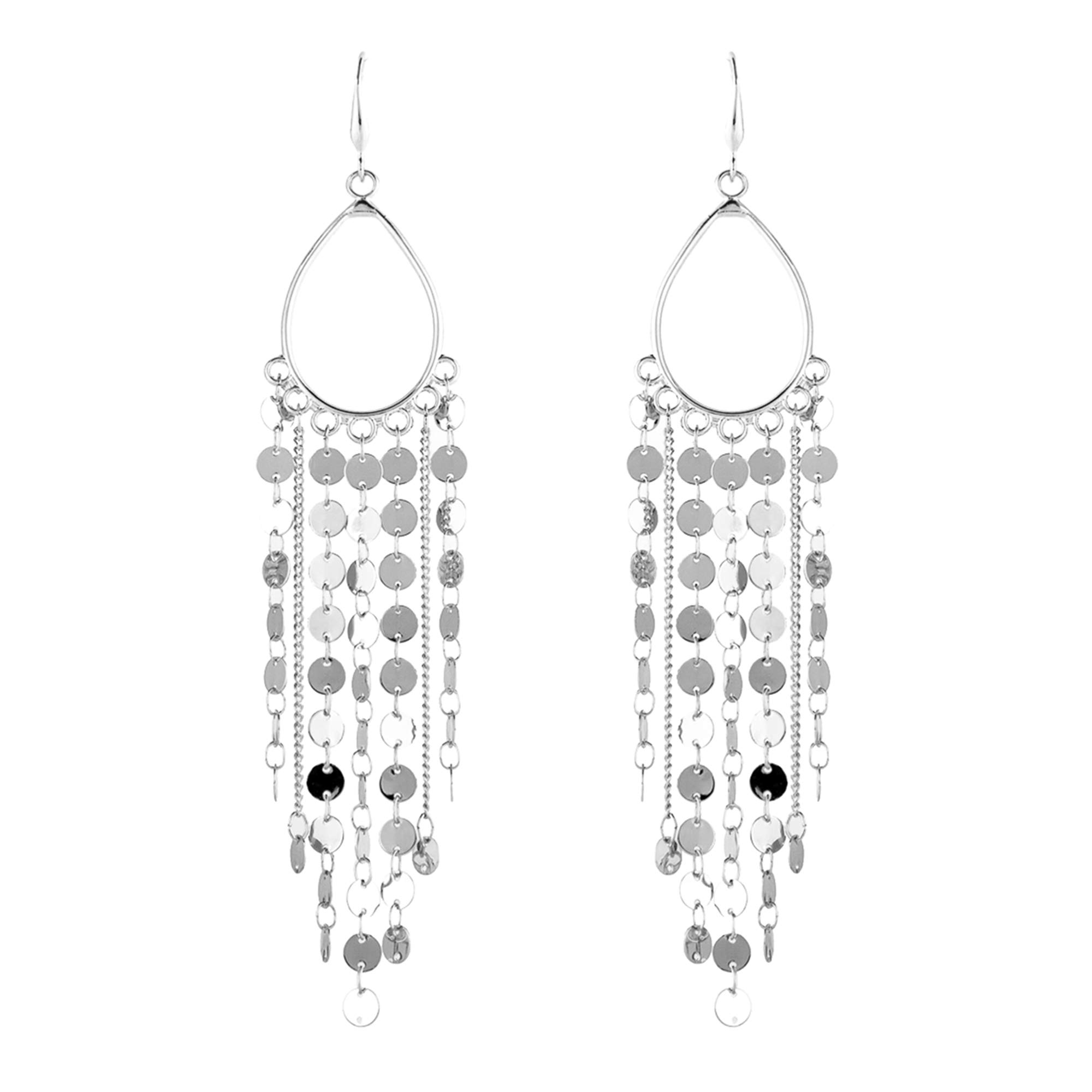 NTLXBohemian Boho Tassel Dangle Drop Earrings for Women – Lightweight Filigree Gypsy Coin Chandelier Disc Charm Hoops – included Gift Box