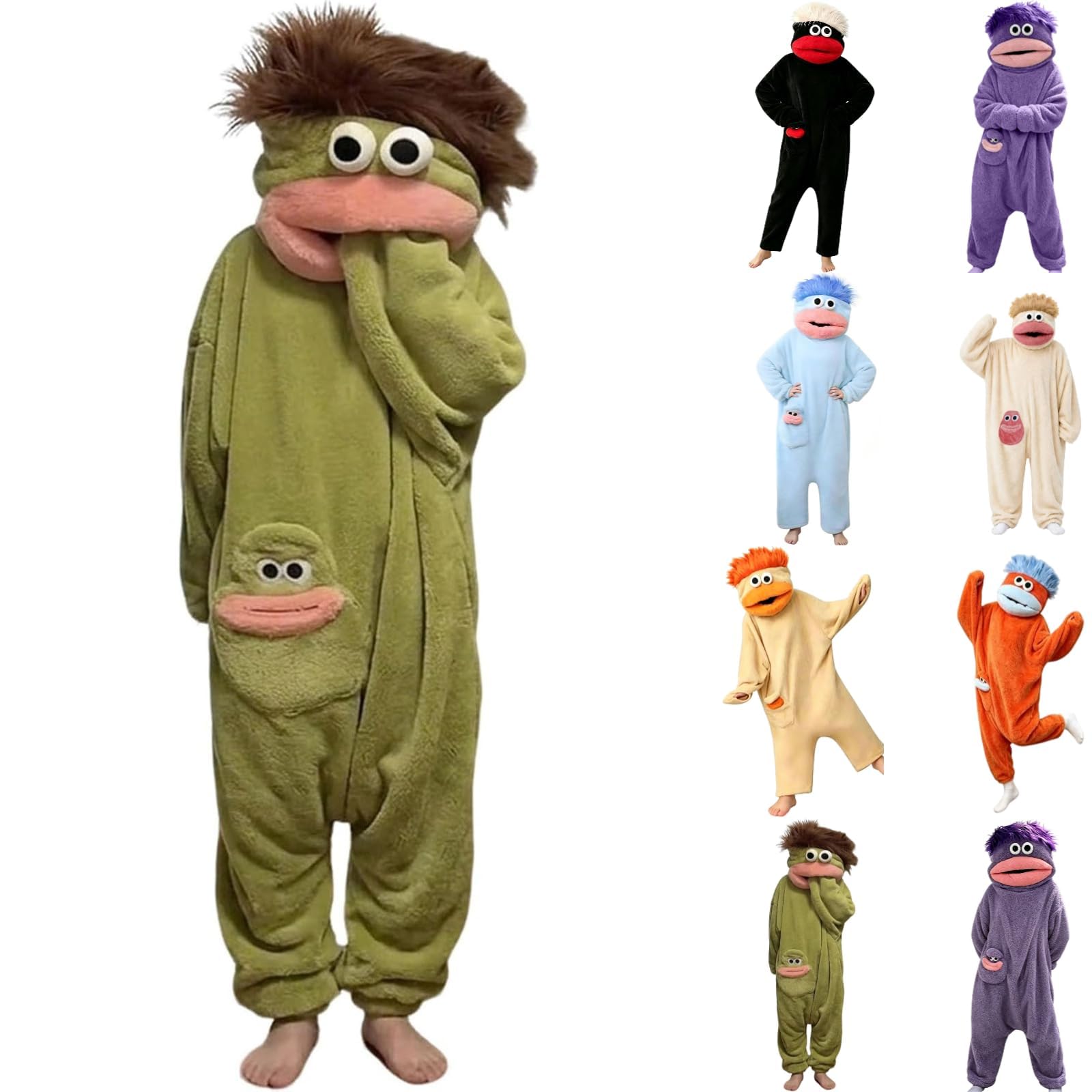 Onesie Kinder Lustiger Mundmonster Fleece für Jungen und Mädchen Unisex Flauschiger Tierkostüm mit Monster-Kapuze Cartoon Kostüm Einteiler für Zuhause Halloween & Fasching Party