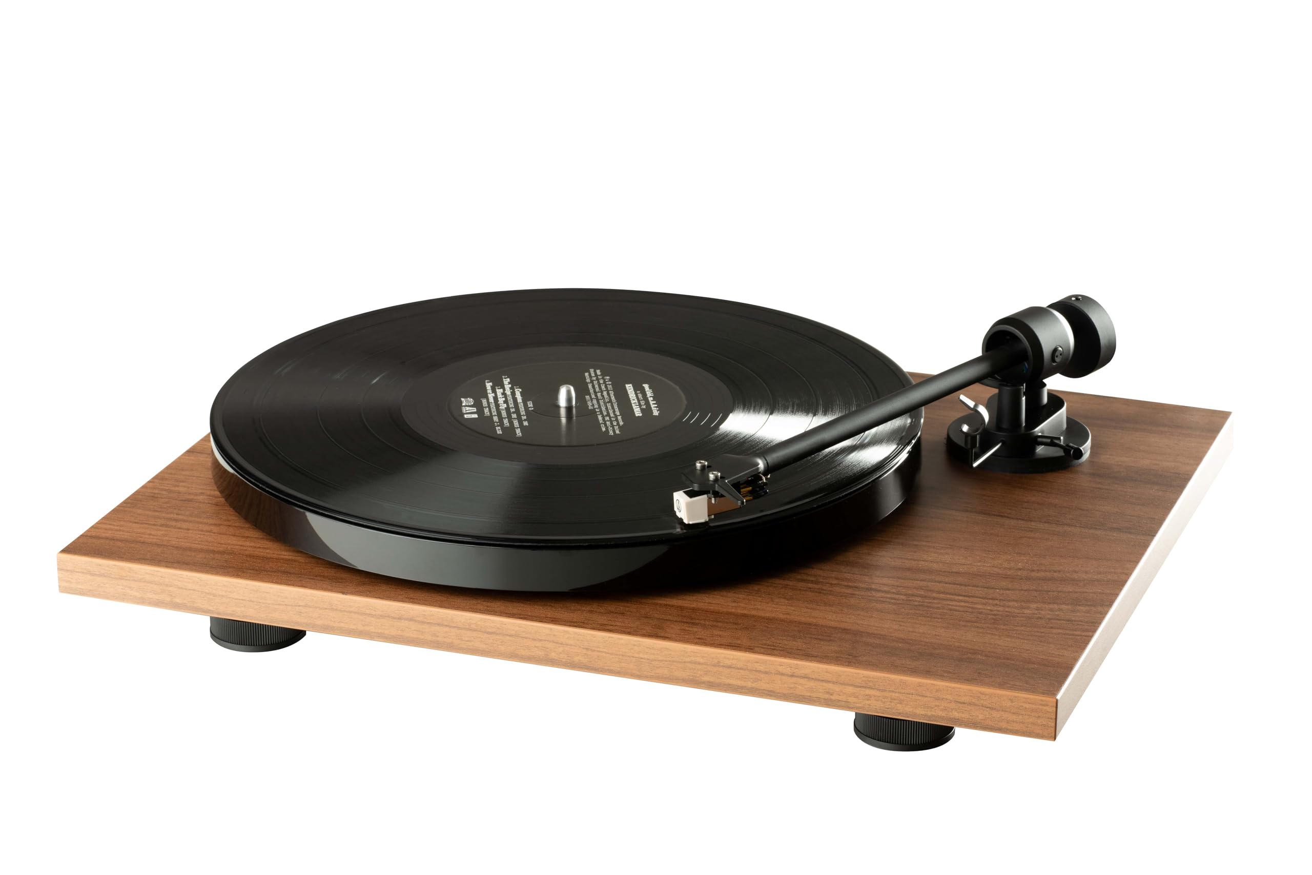 Pro-Ject E1 Phono, Wzmacniacz płyty podstawowej Plug & Play z eliptyczną końcówką, przełączanym przedwzmacniaczem Phono i elektroniczną zmianą prędkości (AT3600L, orzech)
