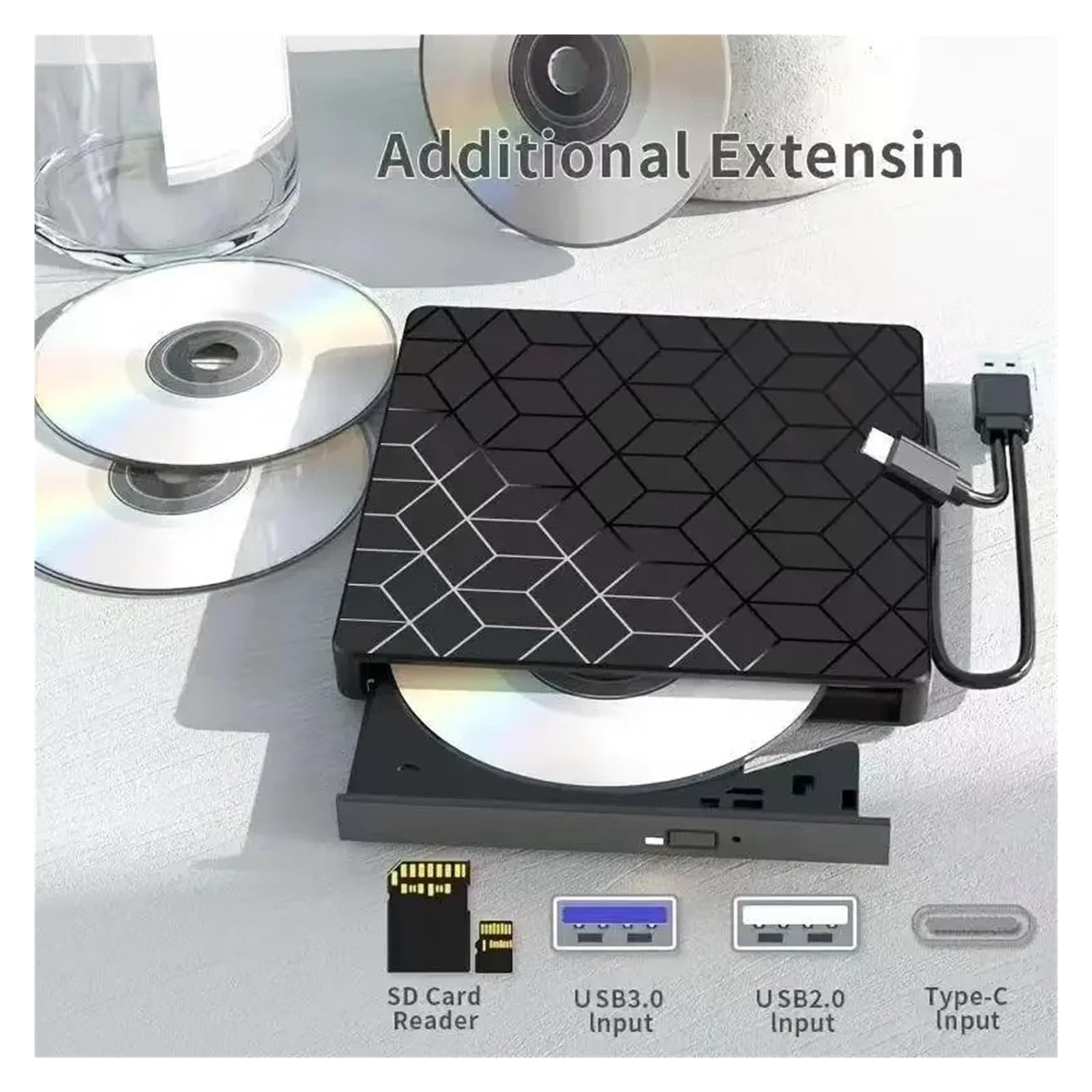 7 W 1 Zewnętrzna Nagrywarka DVD, Napęd Optyczny USB 3.0 Typu C, Nagrywarka CD DVD, Przenośny Czytnik Do Laptopa, Komputera Stacjonarnego, Notebooka