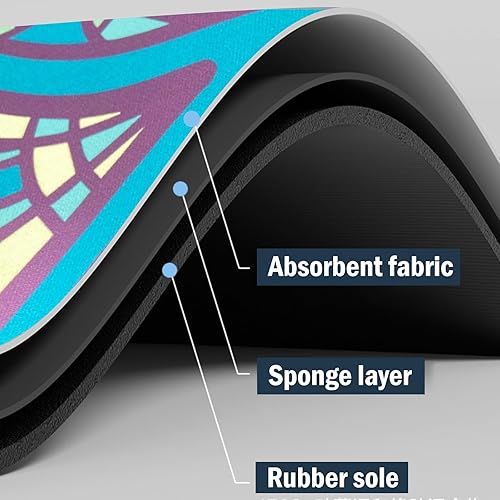 Miniatura 6 de Tapete bohemio medio redondo de tierra de diatomeas para interiores y exteriores, tapete bohemio de entrada de flores azules coloridas, parte