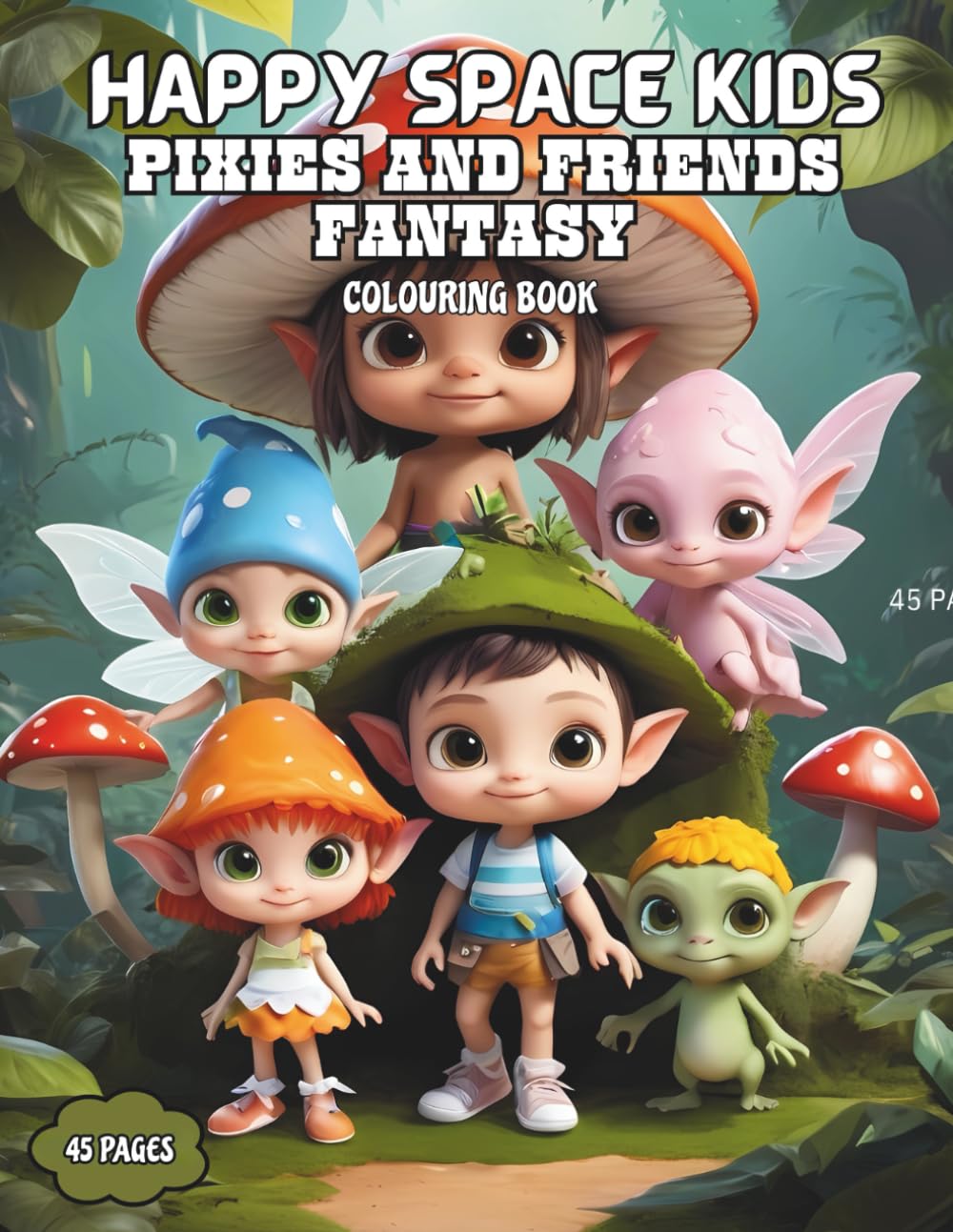 PIXIES AND FRIENDS COLOURING BOOK FOR KIDS: A Magical Colouring Adventure Filled with Pixies, Fairies and Forest Friends (HAPPYSPACE KIDS)