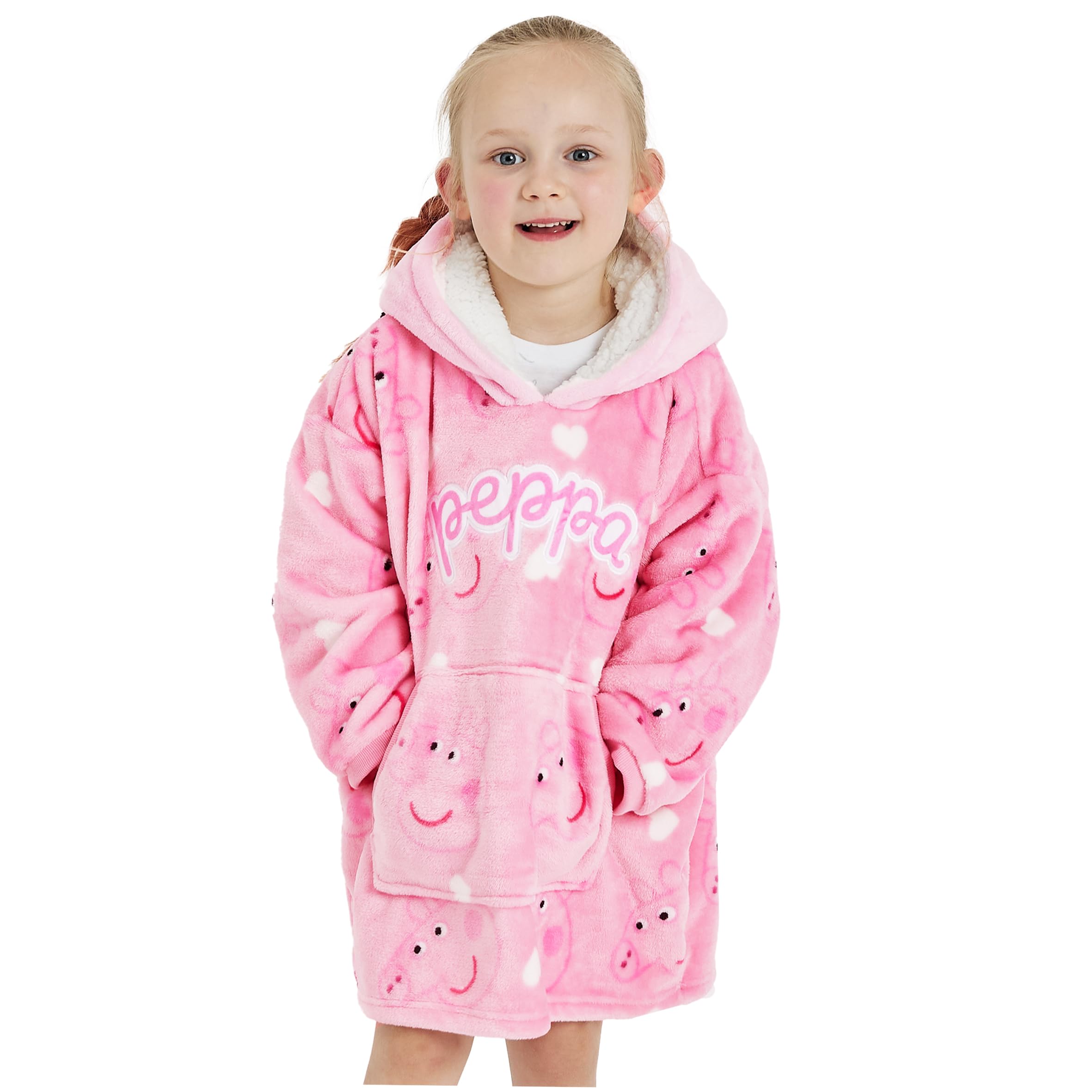 Peppa Pig Personalised Girls Hoodie Oversized Soft Fleece