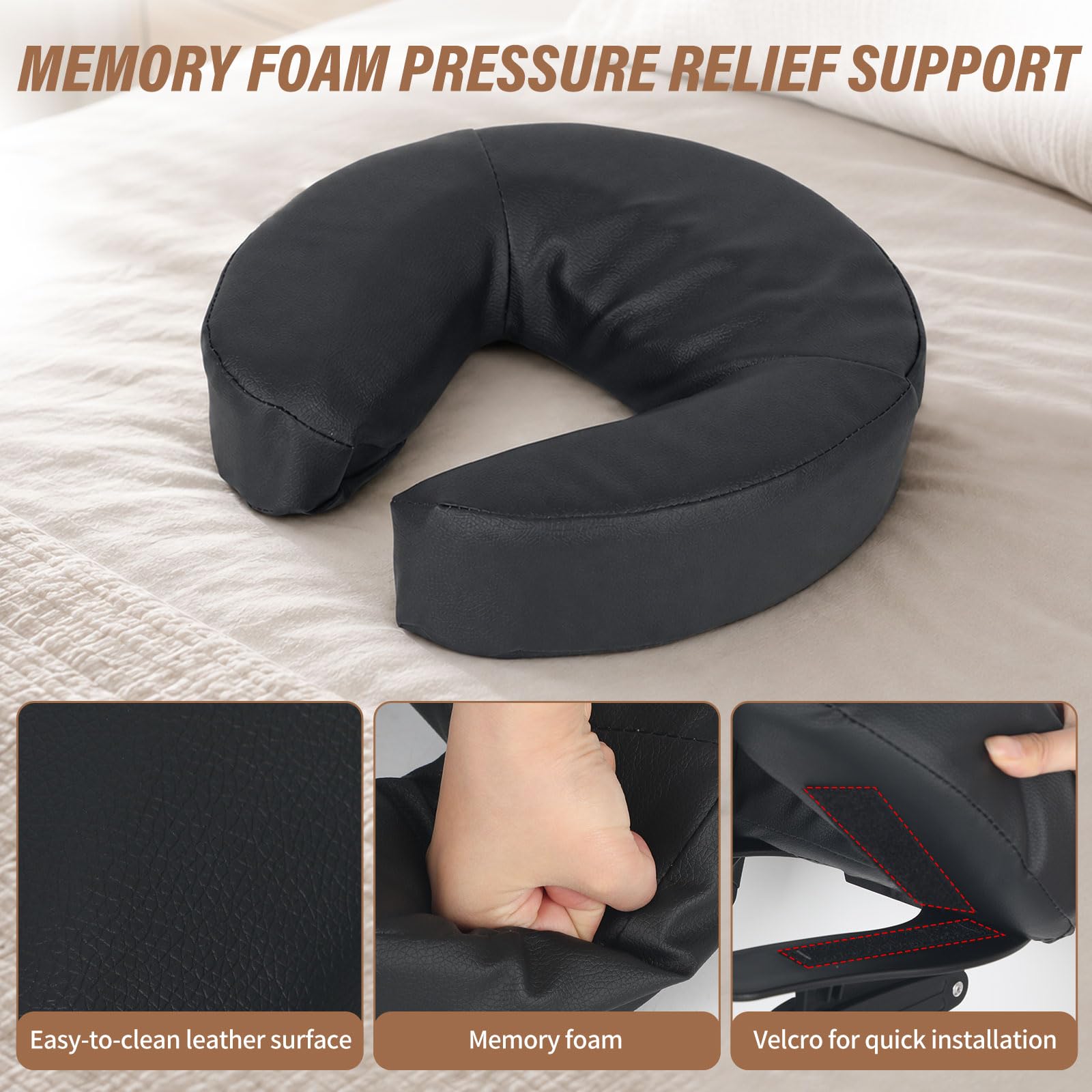 Poggiatesta massaggiante per letto, regolabile in altezza, poggiatesta ergonomico e cuscino con fessura per il viso, compatibile con lettino da massaggio di spessore 14-45 cm, tavolo da massaggio