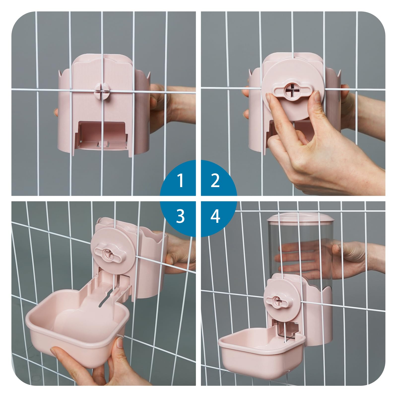 Vannon Dispensador automático de alimentos colgante para animales pequeños, comedero de gravedad de 35 onzas para jaula, cuenco de comida para conejo, cachorro, gato, hurón, cobaya, chinchilla, loro