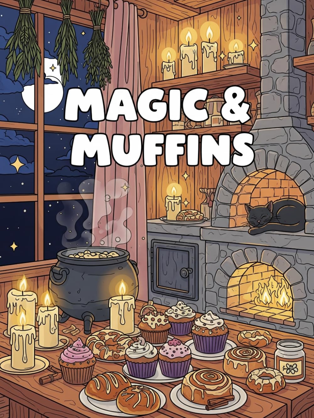 Magic & Muffins: A Bold & Easy Coloring Book with Cozy Fantasy Kitchens, Cute Magical Treats, and Relaxing Witchy Scenes
