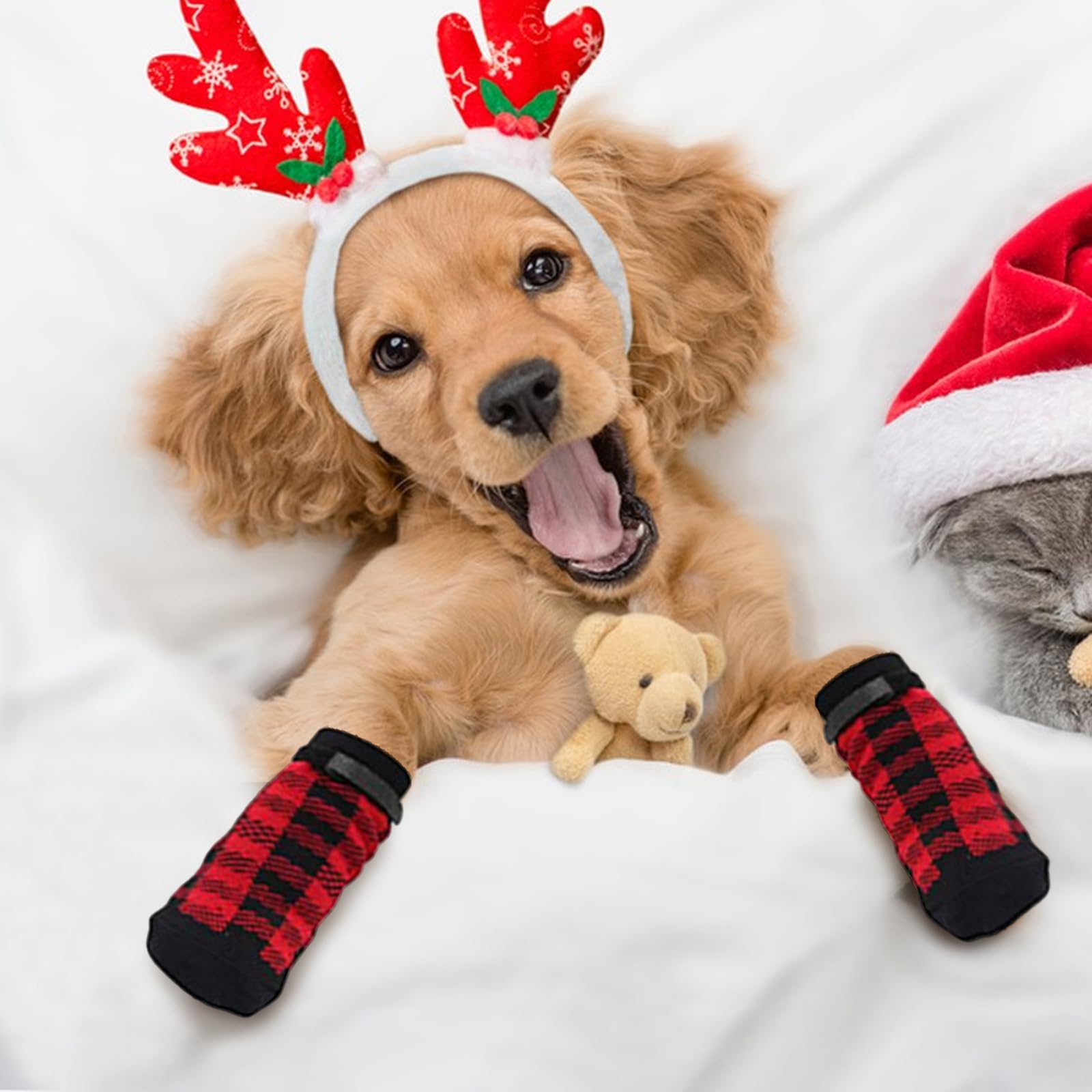 Calzini Antiscivolo Per Cani - 2 Paia - Cotone Morbido Con Suola In Silicone - Taglia L - Foto 7