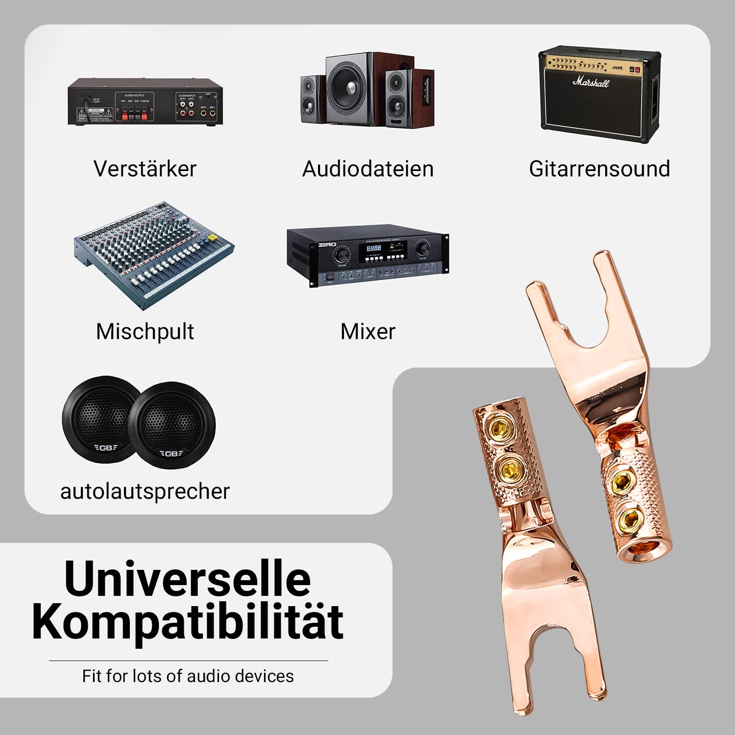 Tertullus 8 pezzi di alta qualità in rame puro HiFi capicorda altoparlante viti High End Y maschio per cavo altoparlante fino a 4,5 mm