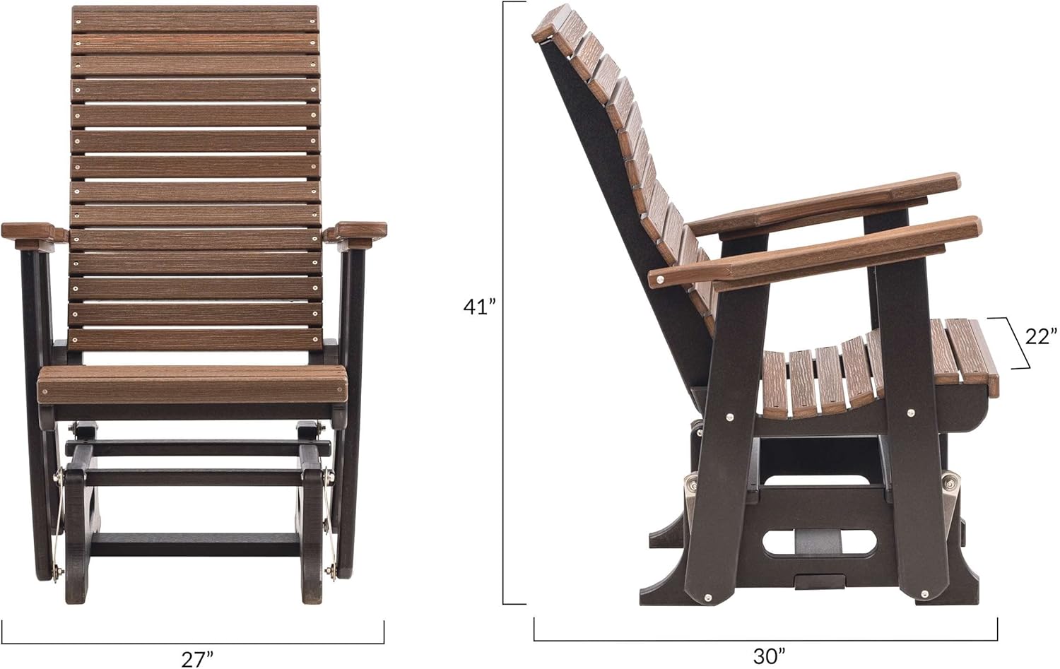 Anchor Bay Amish Crafted Poly Outdoor Glider, High-Back (Brazilian Walnut on Black)