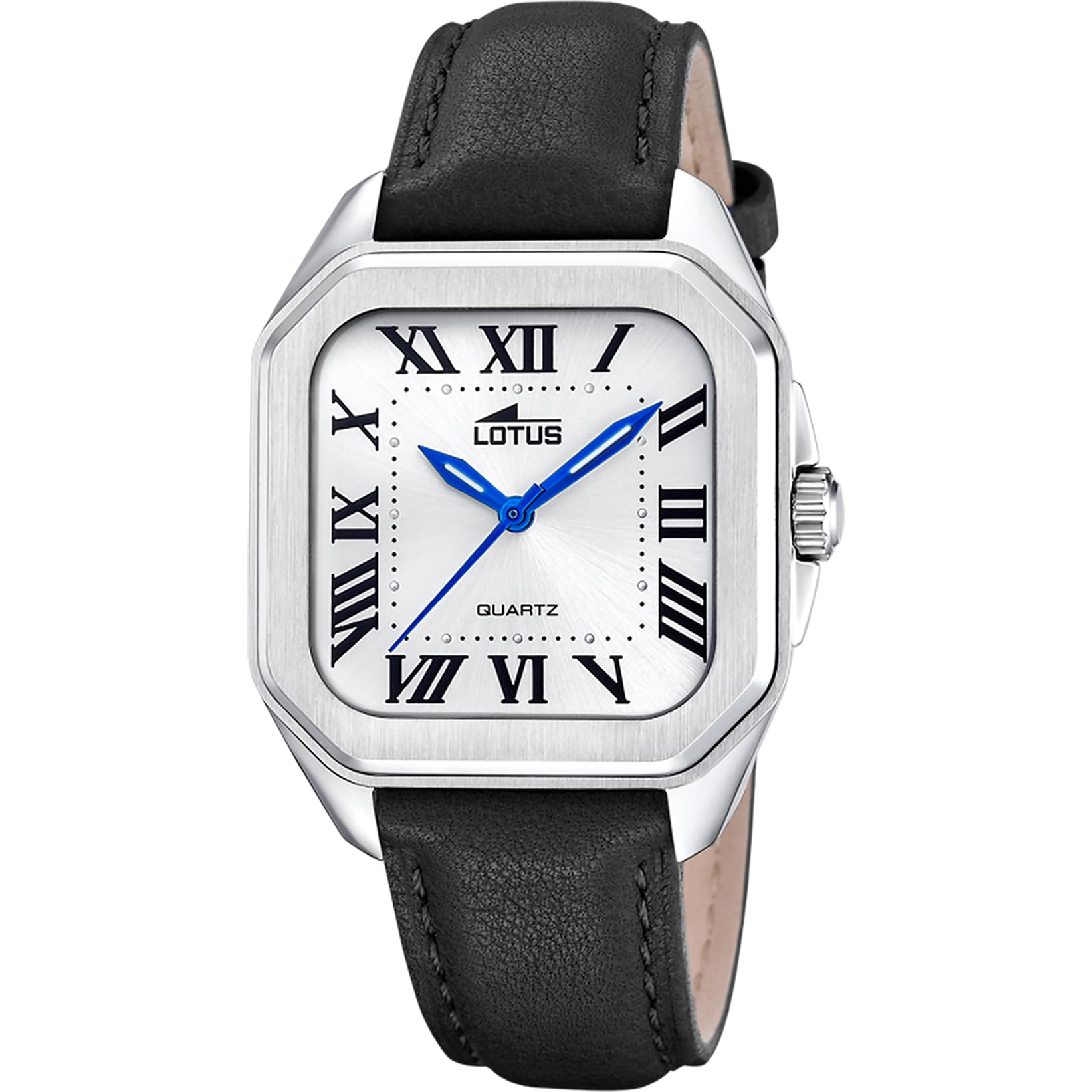 LOTUS Orologio Donna Analogico Cinturino in Pelle Nera - Movimento al quarzo - Vetro minerale ad alta resistenza - Impermeabile 5 ATM - Elegante, Classico e Vintage 18968/​1 - Square Series