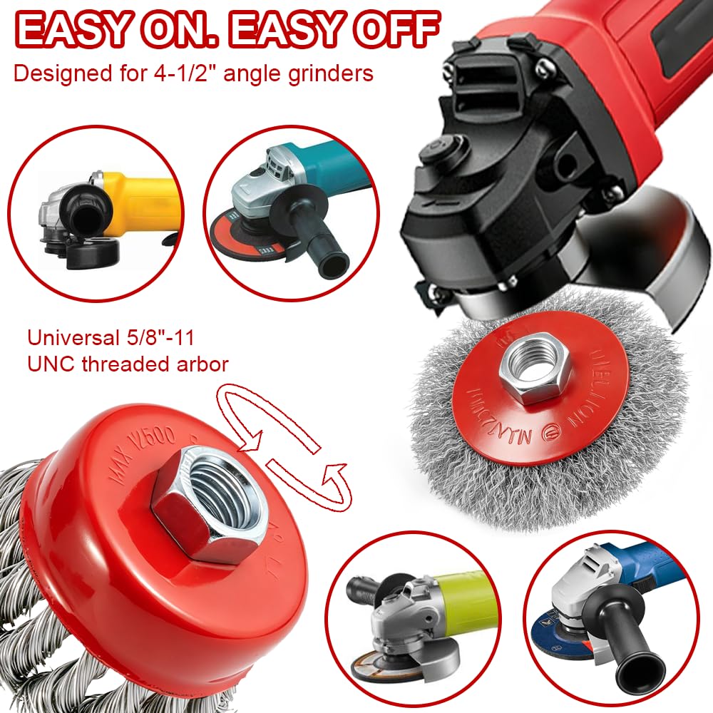 Wire Wheel Brushes for Angle Grinder - 7 Pack -8
