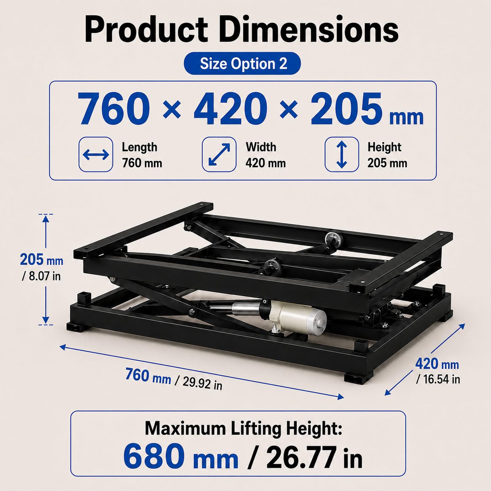 Elektryczna Platforma Regulacji Wysokości, 100–200 kg, Wzmocniona Stal 200kg