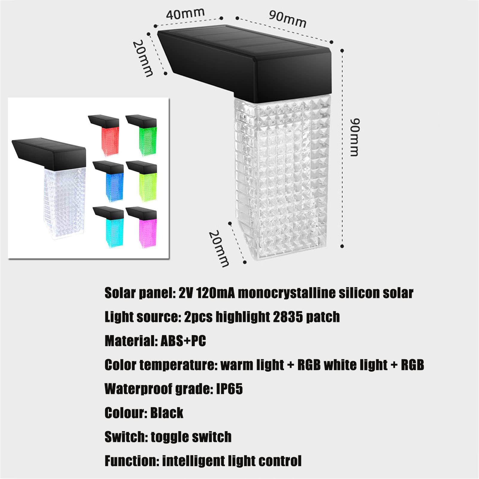 2 Pack Solarne oświetlenie schodowe, IP65 Wodoodporne światła słoneczne do dekoracji ogrodu, 2 tryby LED Ciepła biel/RGB, Automatyczne włączanie/wyłączanie, Światło schodowe Solar Deck Lights