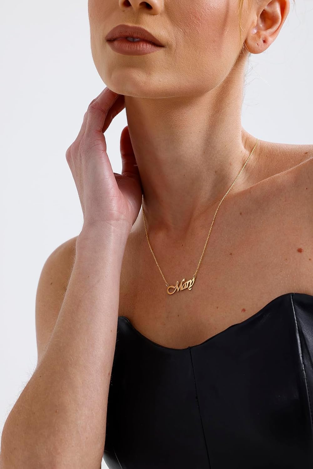 Wish Carat 14K Solid Gold Name Necklace Personalized Name Plate, Custom Pendant for Women, Gift for Her, Solid Gold or Sterling Silver Gold Plated Options