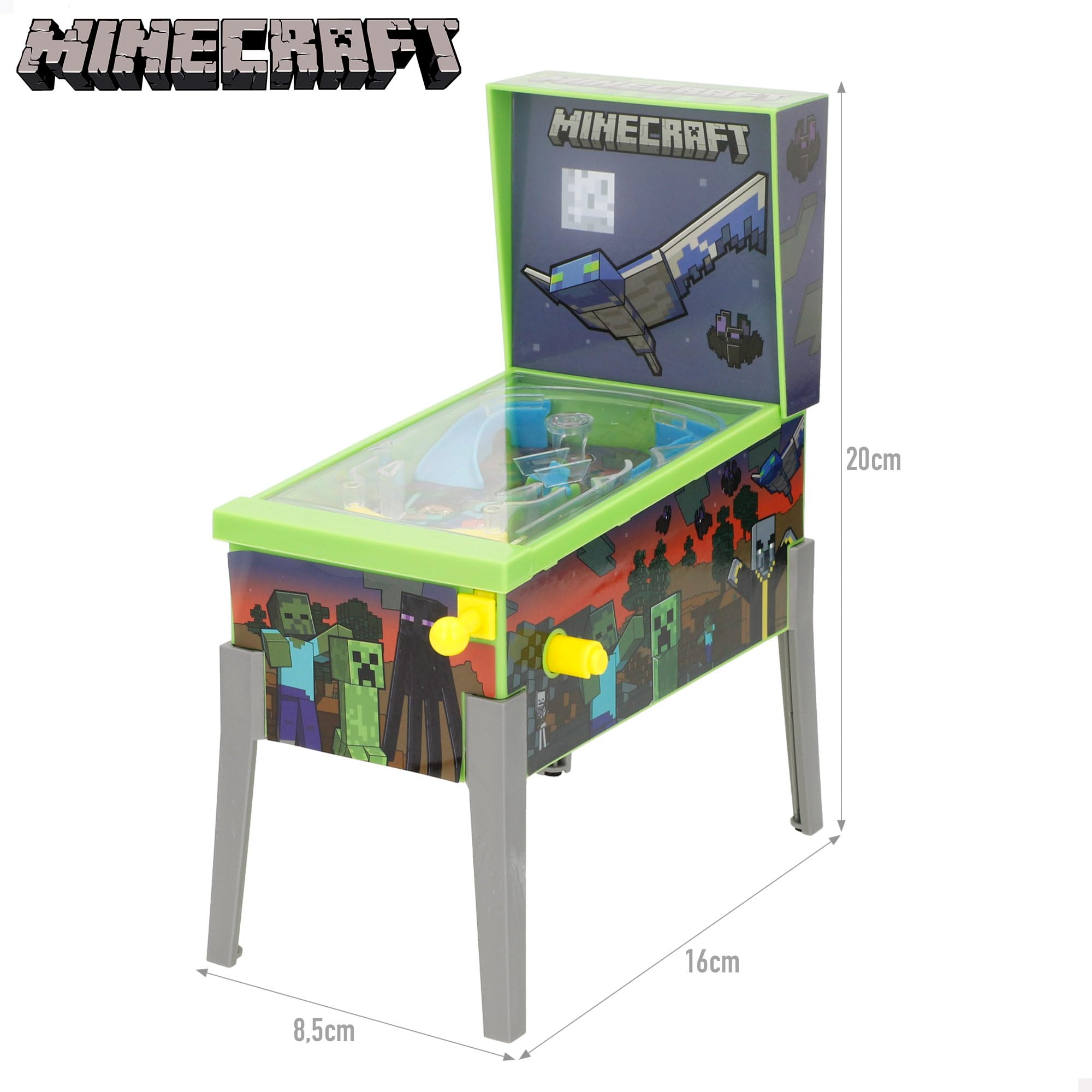 ColorBaby Minecraft Mini Pinball Arcade de Mesa, Luces y Sonido, Dibujos Animados, Juegos de Mesa, Juguetes Retro, Juguete coleccionismo, Recomendado Adultos y niños +3 años (77712)
