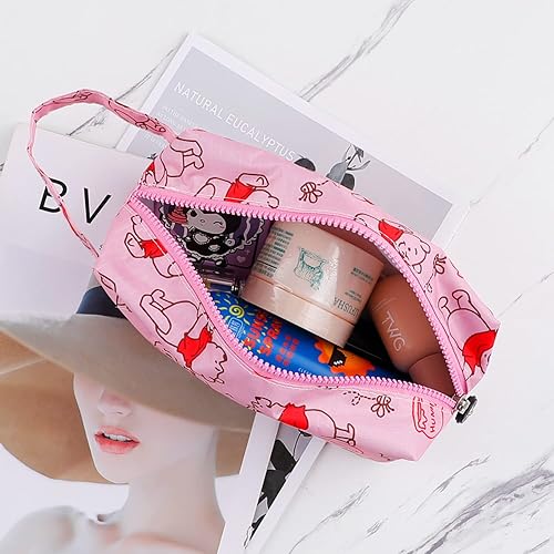 Miniatura 5 de Bolsa de maquillaje de gatito de dibujos animados con cepillo de maquillaje, estuche de cosméticos de puntada de felpa, 8 piezas, bolsa de capacidad