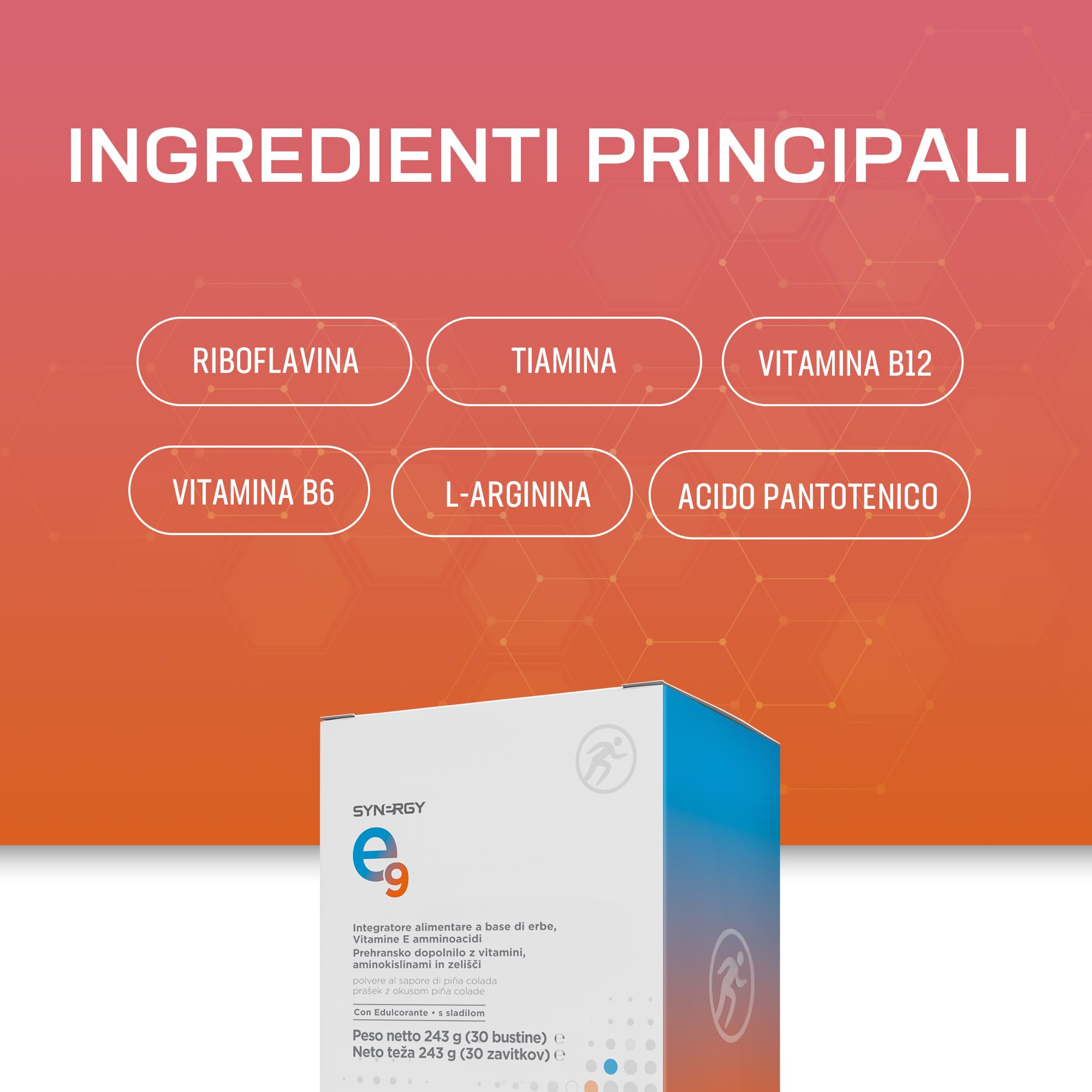 Synergy Worldwide E9 30 Dosi | Integratore 500mg L-Arginina con Vitamine B12, B6 e Acido Pantotenico | A Basso Contenuto Calorico | Supporta la Performance Fisica e Riduce l’Affaticamento | 243 g