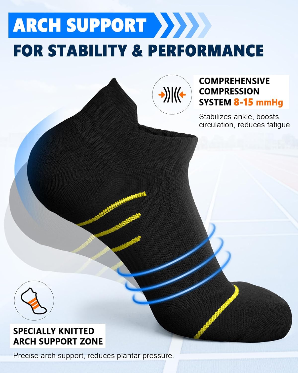 5 Pairs Copper Compression Socks for Women & Men - Ankle Plantar Fasciitis Arch Support Running Socks for Athletic - Image 2
