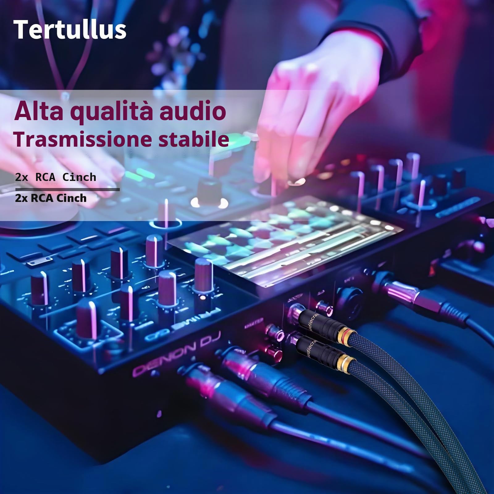 Tertullus Cavo RCA di fascia alta, 1,5 m, OFC placcato in argento, con doppia schermatura, 2 RCA maschio a 2 RCA maschio RCA per CD, amplificatore, audio, decodificatore