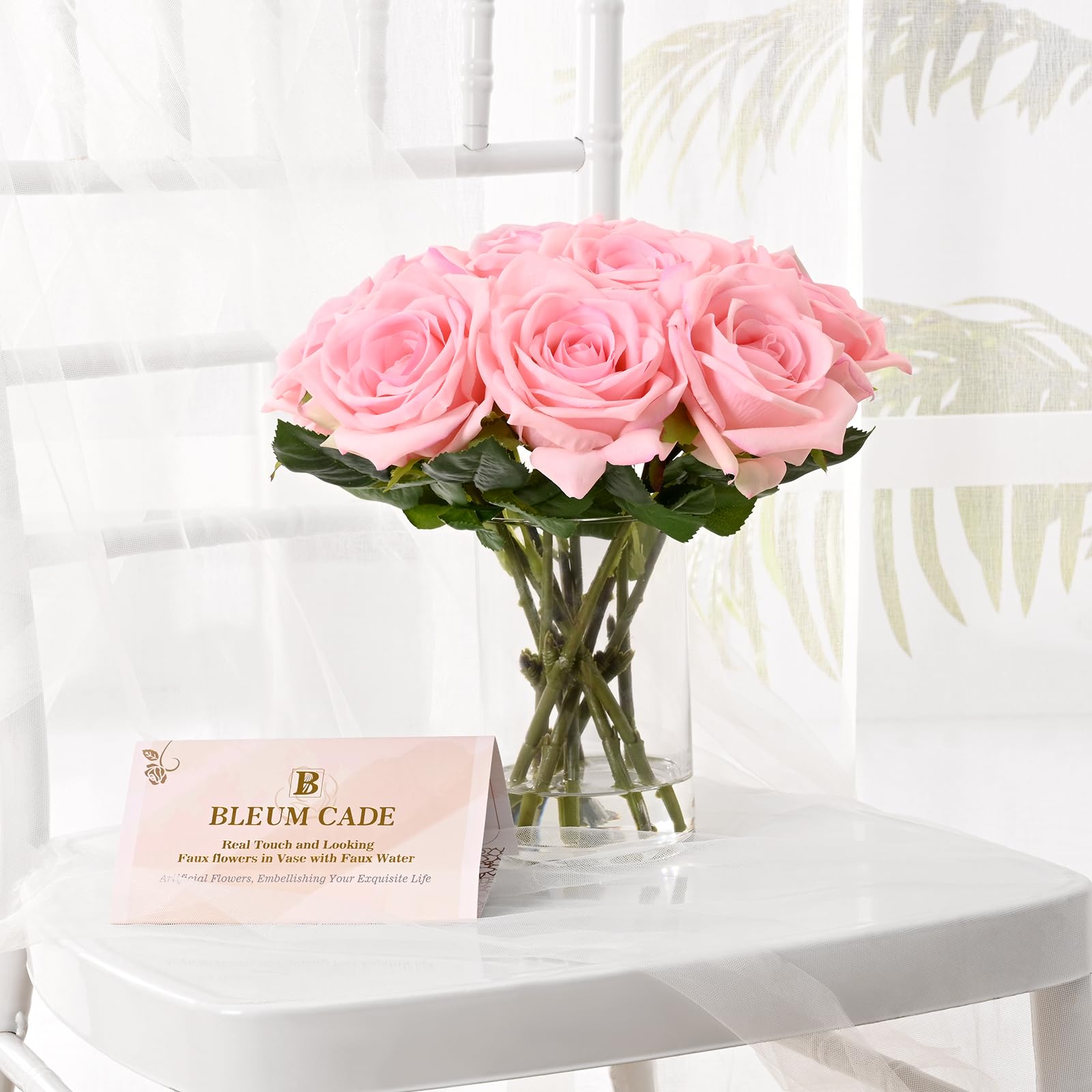 Amazon｜BLEUM CADE 造花 花瓶にフェイクウォーター入り 10個 フェイク