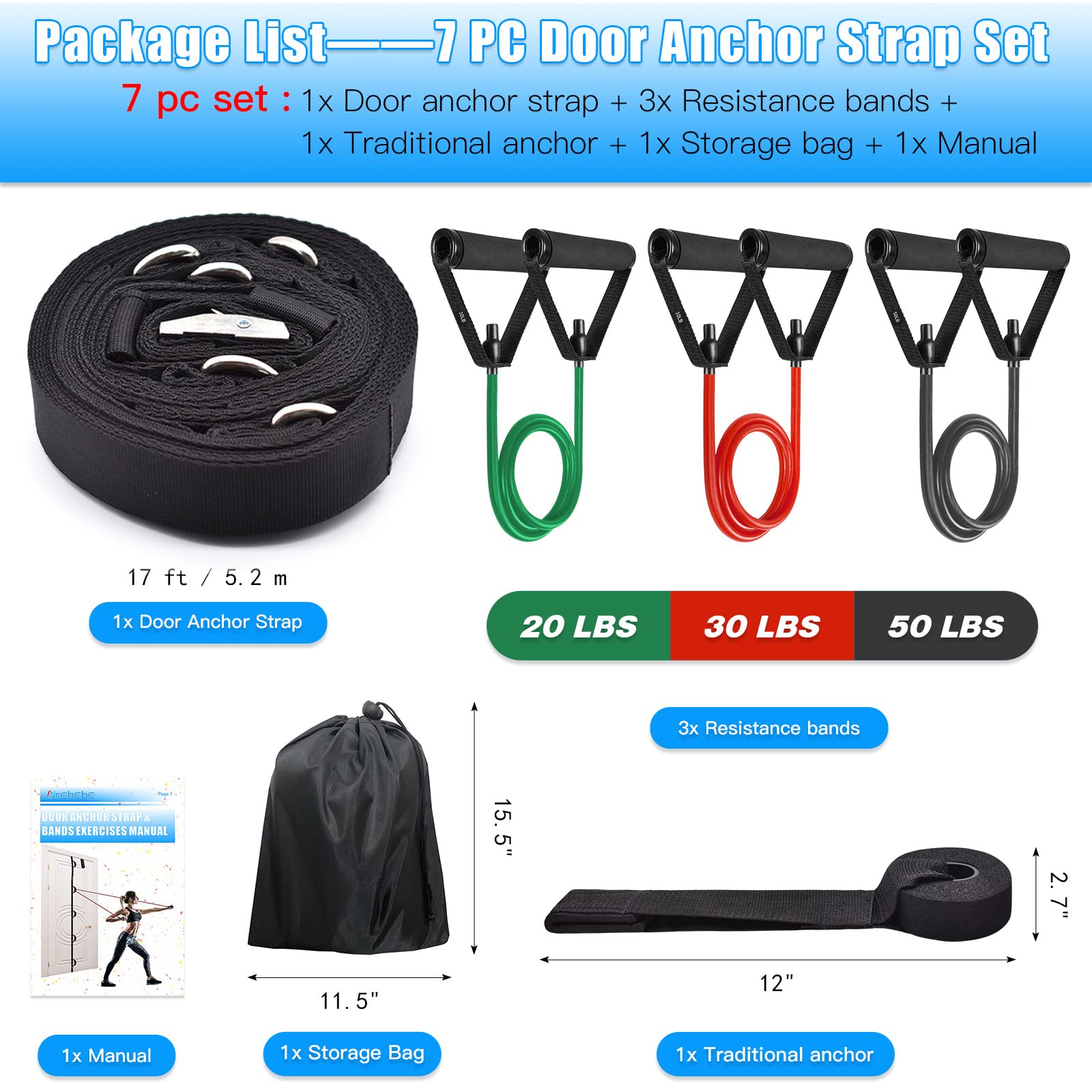 Brebebe Door Anchor Strap for Resistance Bands Exercises, Multi Point Anchor Gym Attachment for Home Fitness, Portable Door Band Resistance Workout Equipment, Easy to Install, Punch-Free, Nail-Free — Amazon image 5