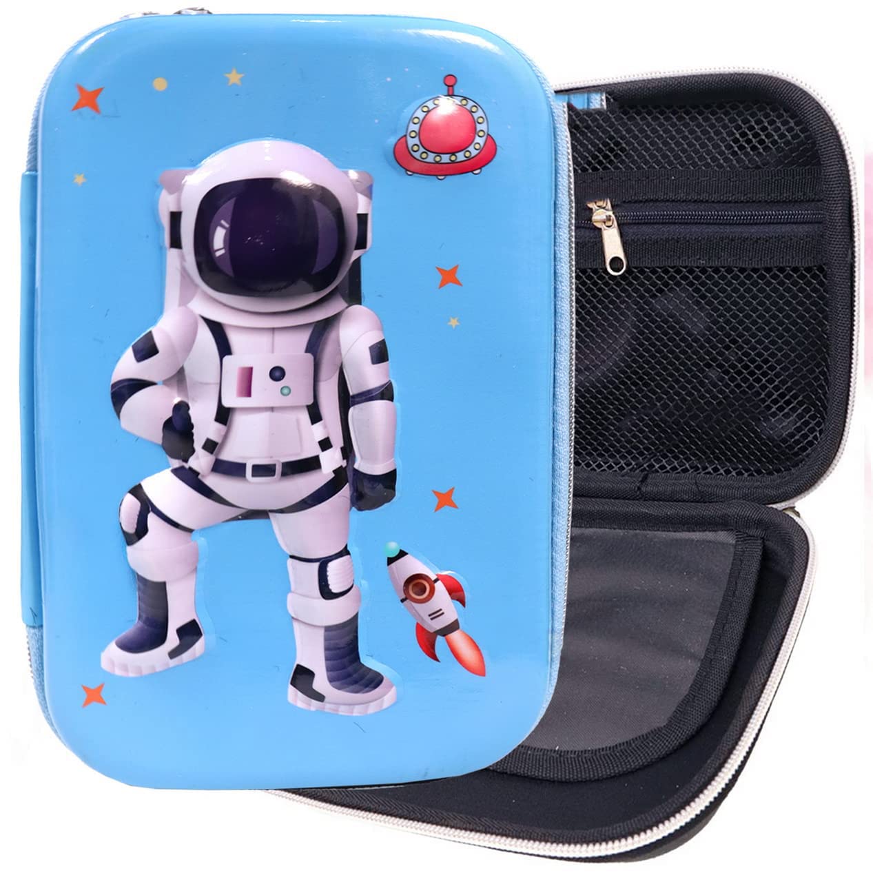 Funcart Astronaut Theme Sky Blue Zipper Stationery Box