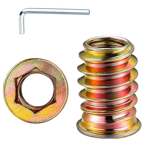 Wensilon 200 tuercas de herraje de 14 de pulgada, 200 piezas de tuercas de madera, perno de tornillo, conector de fijación roscado, unidad de